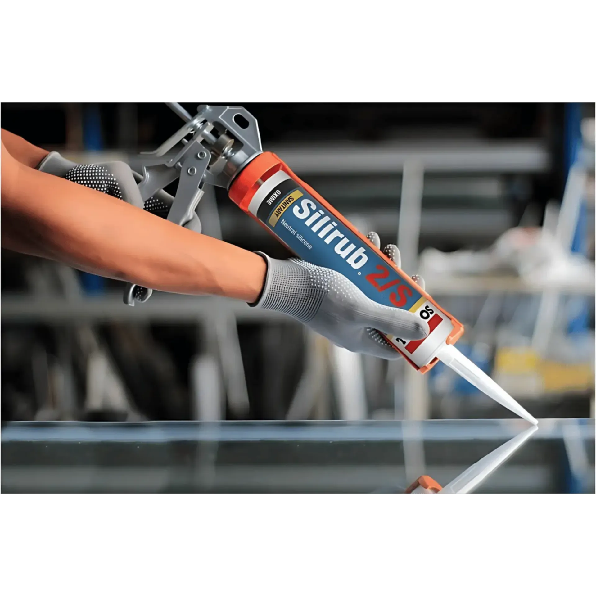 Silicone neutre Silirub 2/S sanitaire cartouche 300 ml - gris clair/RAL7038