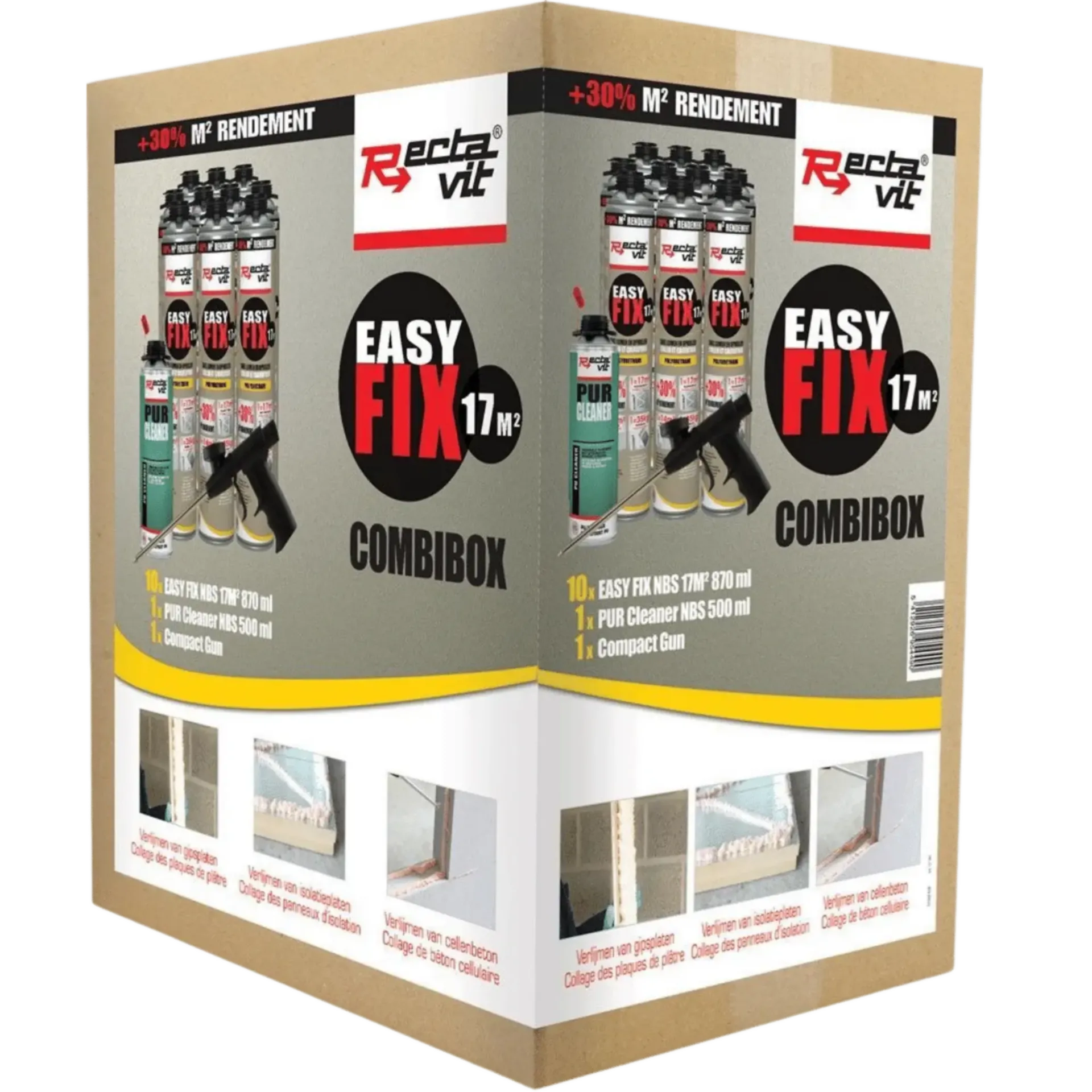 PU-Lijm Easy Fix Combibox (10 Easy Fix 17M² + Pistool + PUr Cleaner)