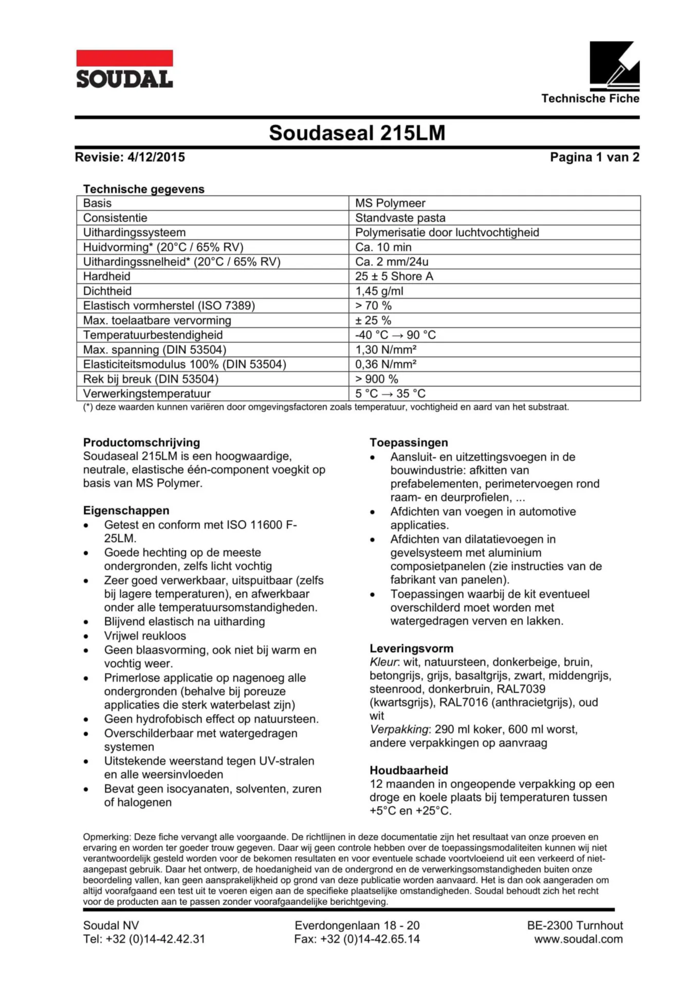 Neutrale voegkit Soudaseal 215 LM koker 290 ml - betongrijs