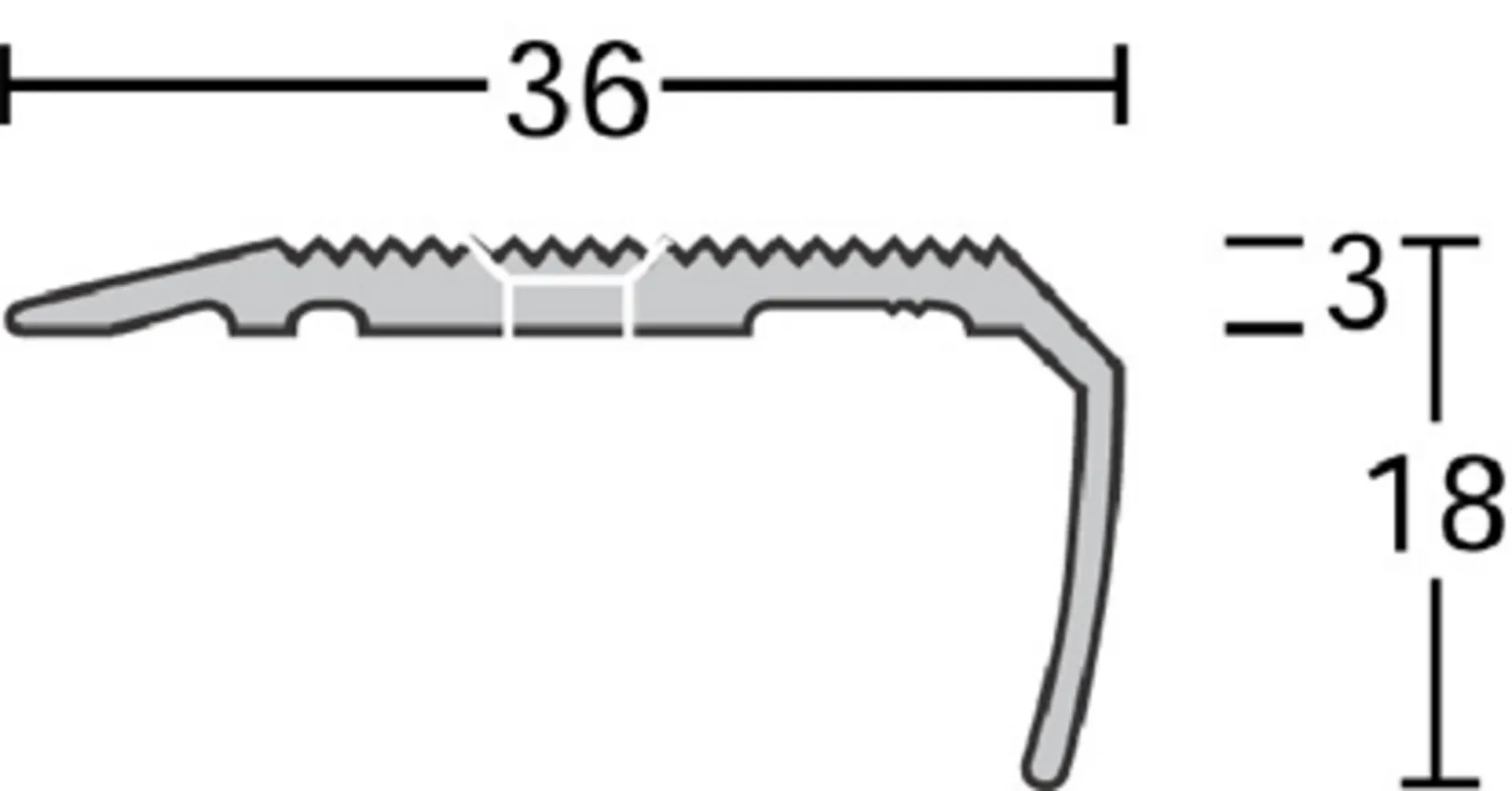 Dinac Profil de marche aluminium 72 24 13 (largeur 36 mm, longueur 170 cm, à visser)