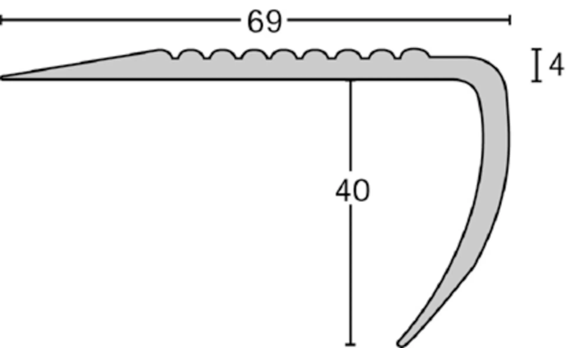 Dinac 7216 13 nez de marche PVC (noir, largeur 65 mm, longueur 170 cm, à coller)