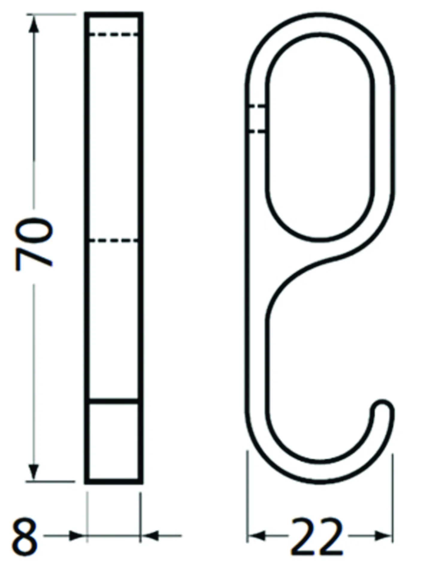 Hermeta 1205-01 Crochet coulissant (alu F1, pour barre ovale)