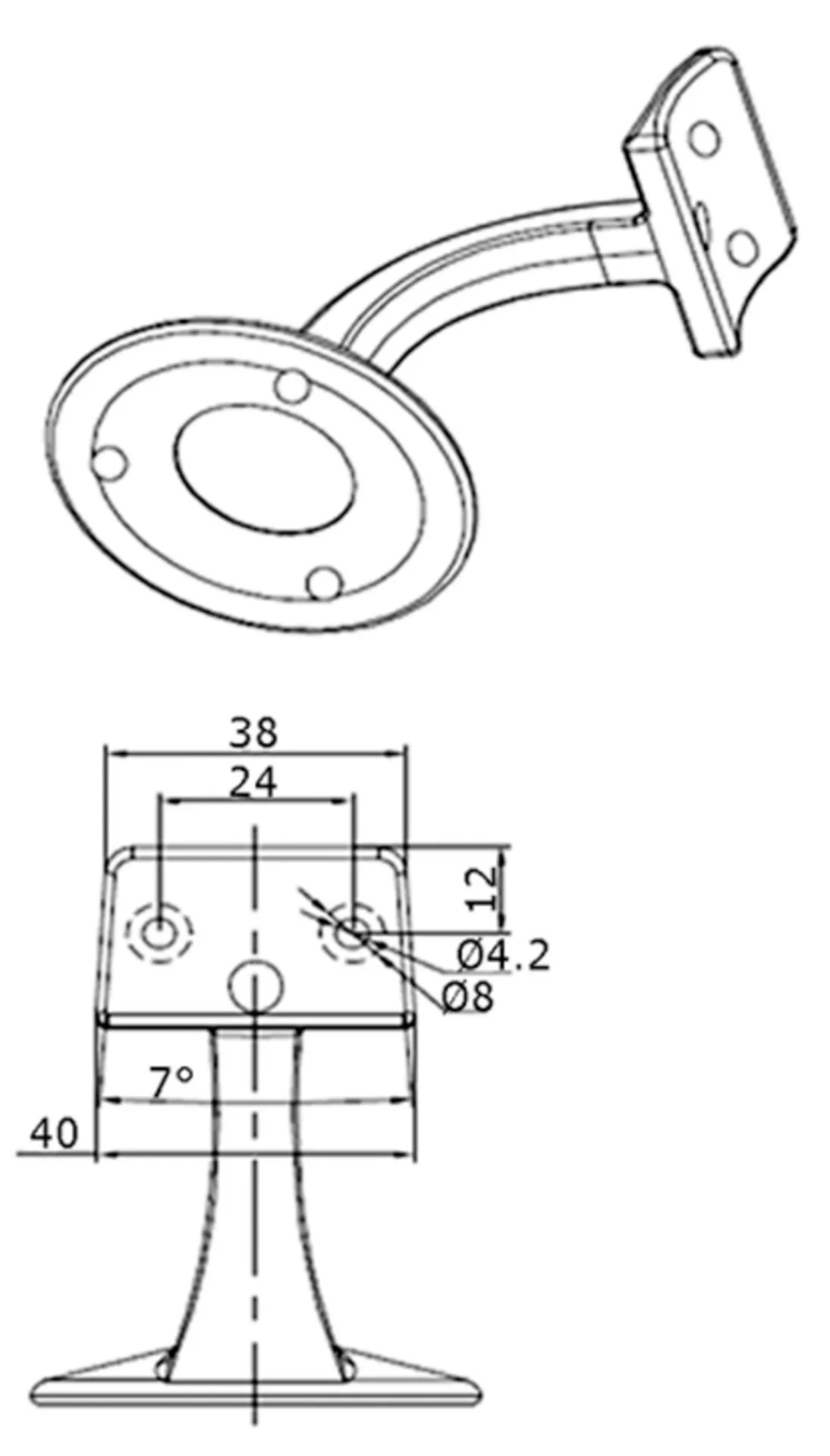 Cridea Support de rampe CR.BSHOLD inox (distance mur-support 52,5 mm, rosace ronde 55,8 mm)