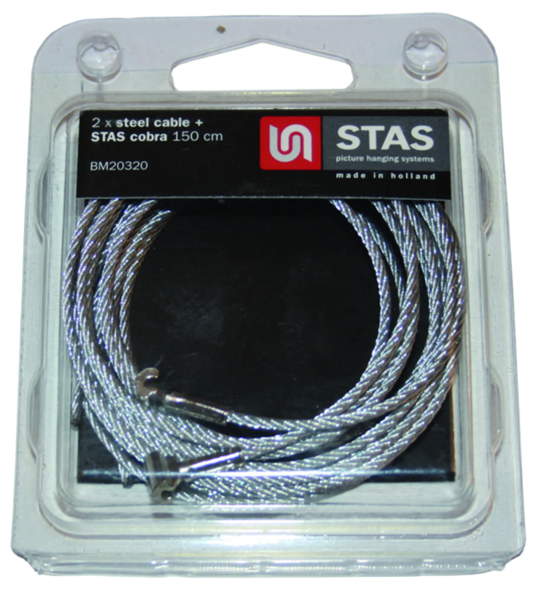 BM20320 BLISTER 2 X COBRA + CABLE ACIER LONGUEUR 1500 MM.
