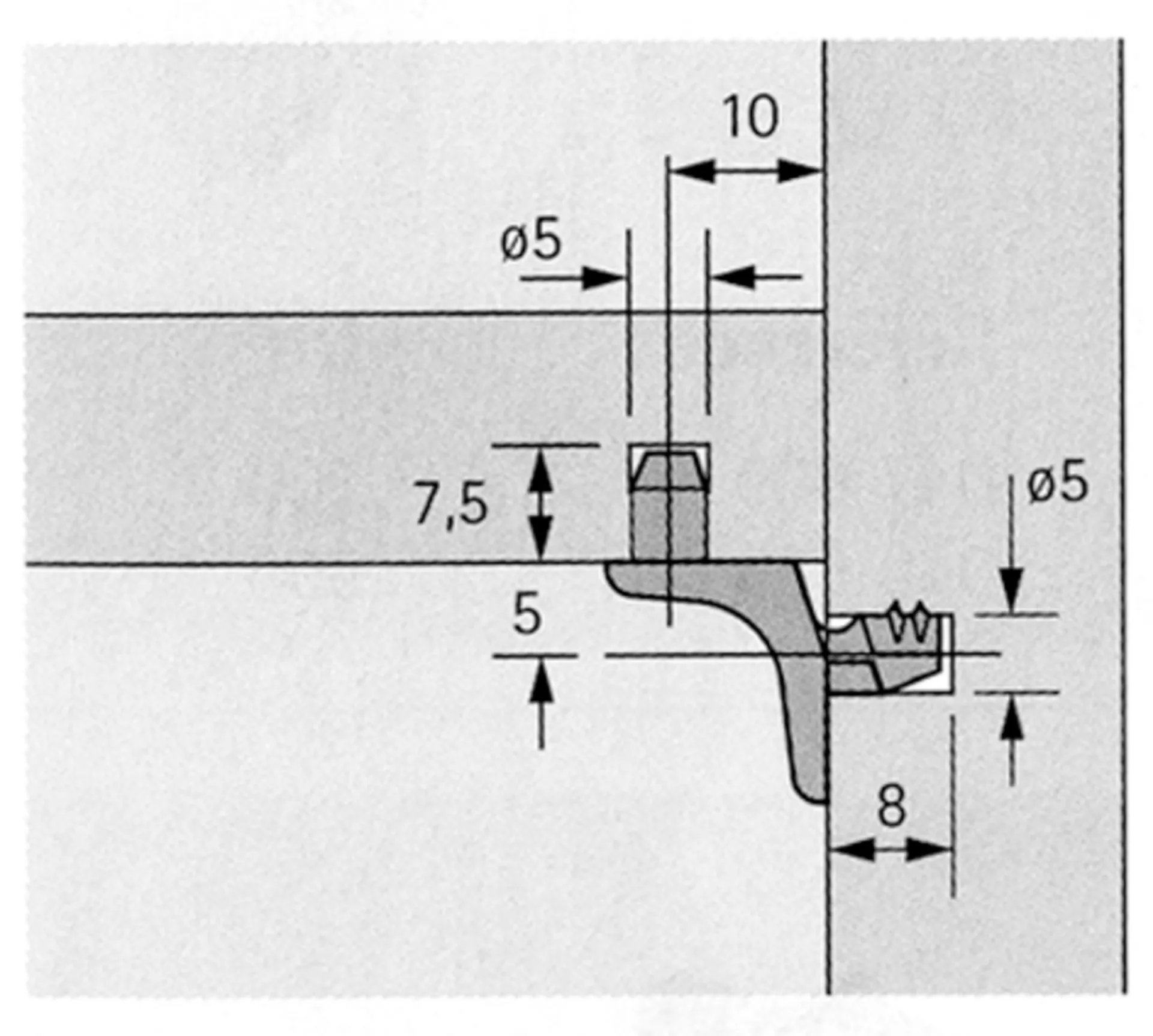 LEGPLANKDRAGER GIPI - ZAMAC VERNIK. 5MM (ZAK=100STK) - 4301.400.01