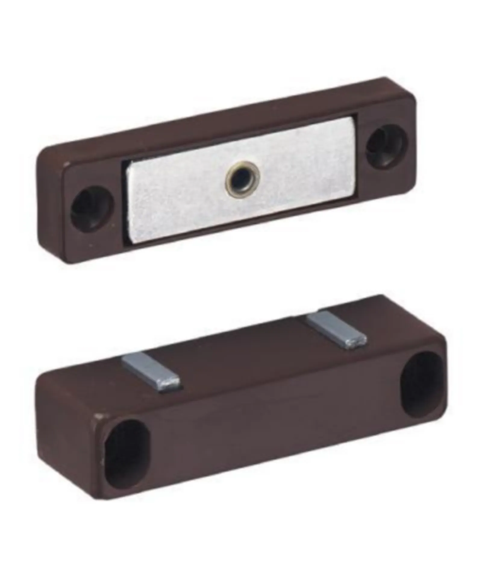§ LOQUETEAUX MAGNETIQUE M93/GP8 PLASTIQUE BRUN ACIER CHROM. CONTRE-PLAQUE MOBILE