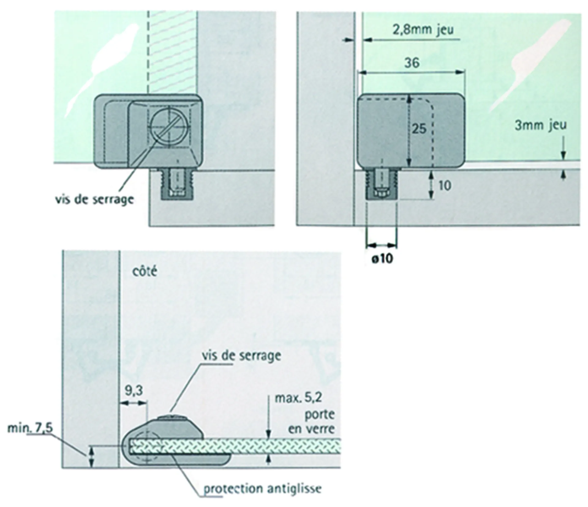 § BOUTON POUSSOIR DROIT ZINC NIK. MAT.