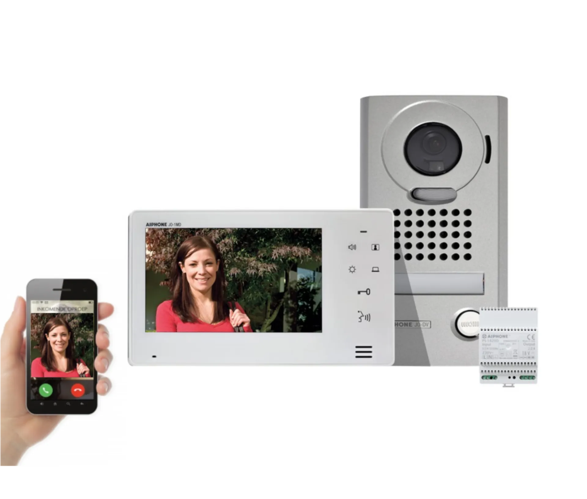 KIT DE VIDÉOPHONIE: CAMÉRA EN SAILLIE+POSTE MAÎTRE WIFI +ALIMENTATION