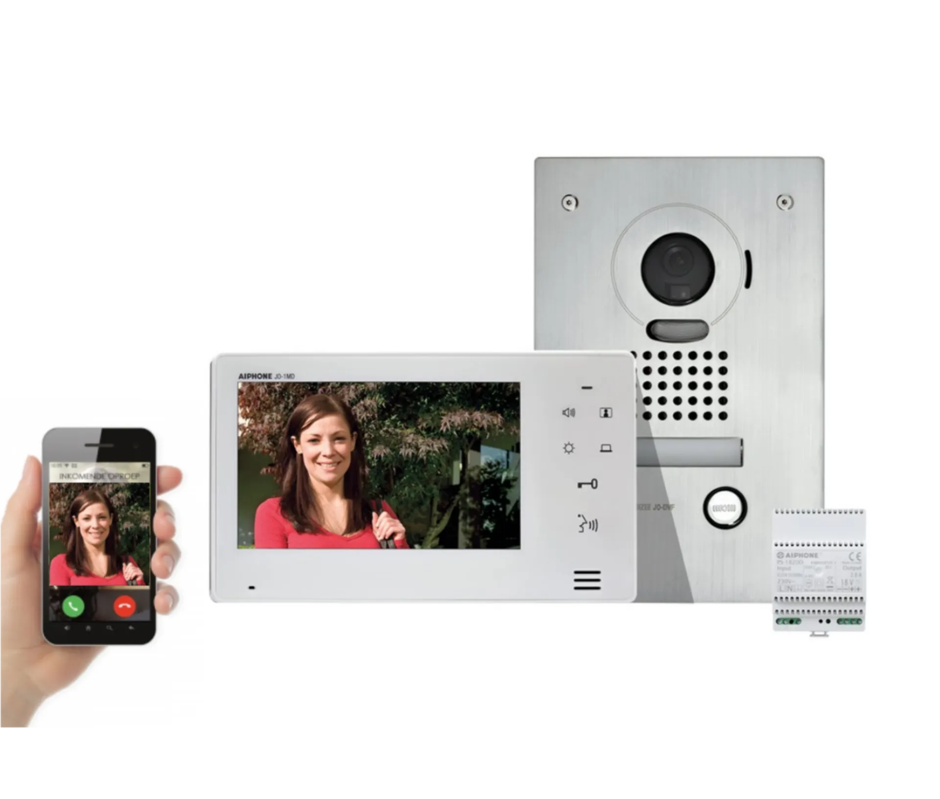 KIT DE VIDÉOPHONIE: CAMÉRA ENCASTRÉE+POSTE MAÎTRE AVEC WIFI +ALIMENTATION