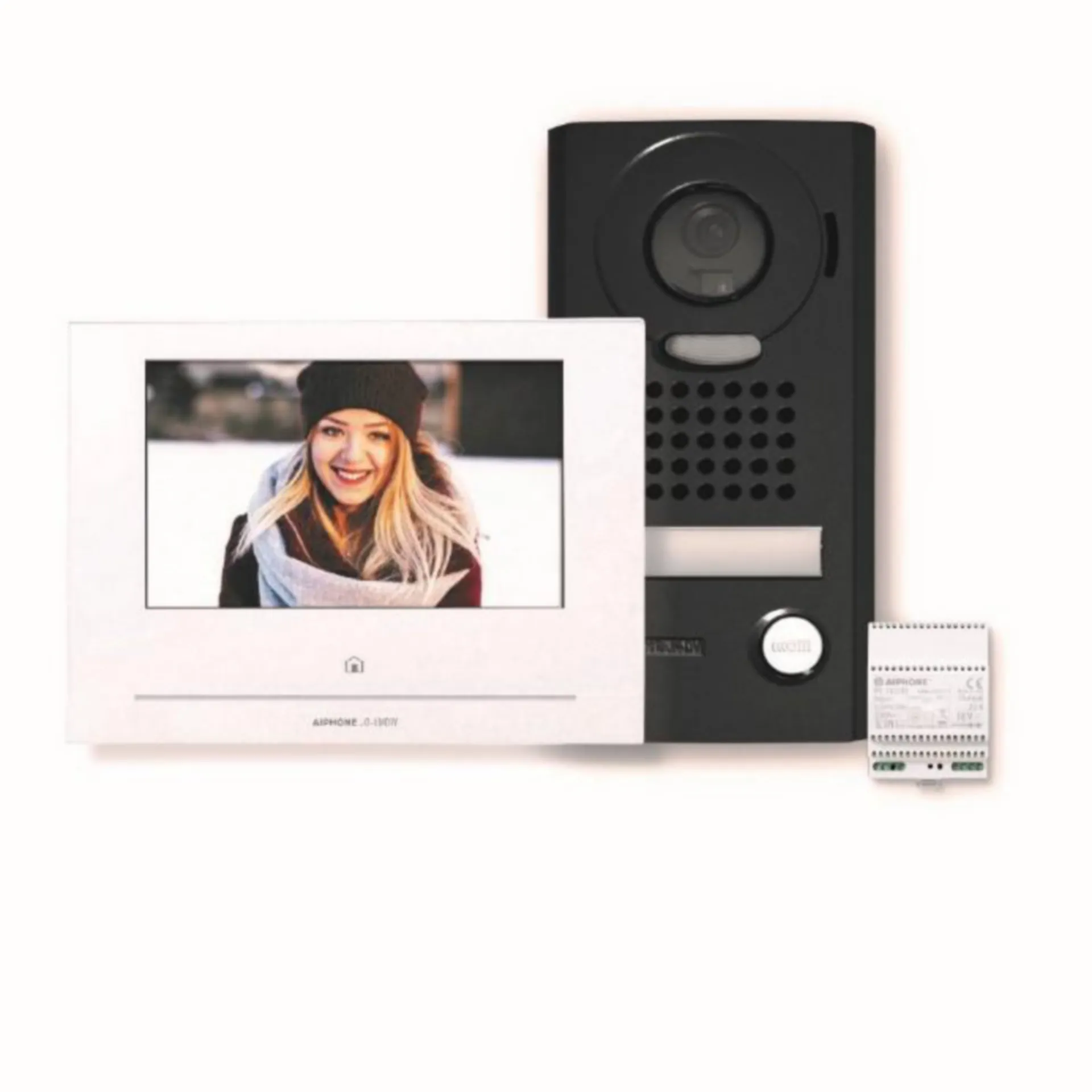 KIT DE VIDÉOPHONIE: CAMÉRA APPARENT NOIR +POSTE MAÎTRE AVEC WIFI +ALIMENTATION