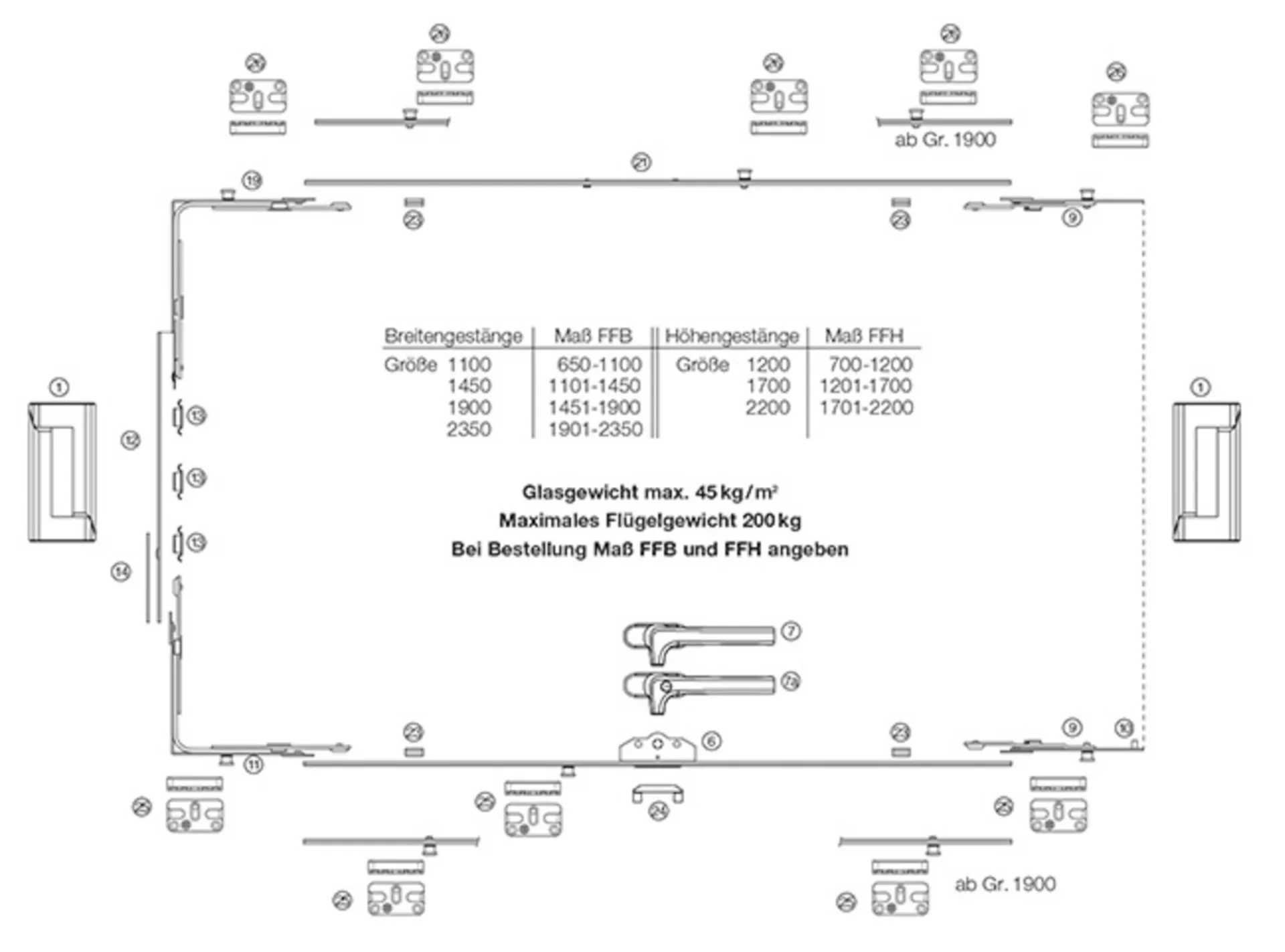 145662 TRINGLE VERTICALE HAUTAU ZV 16 TORNADO FFH 1201-1700 MM