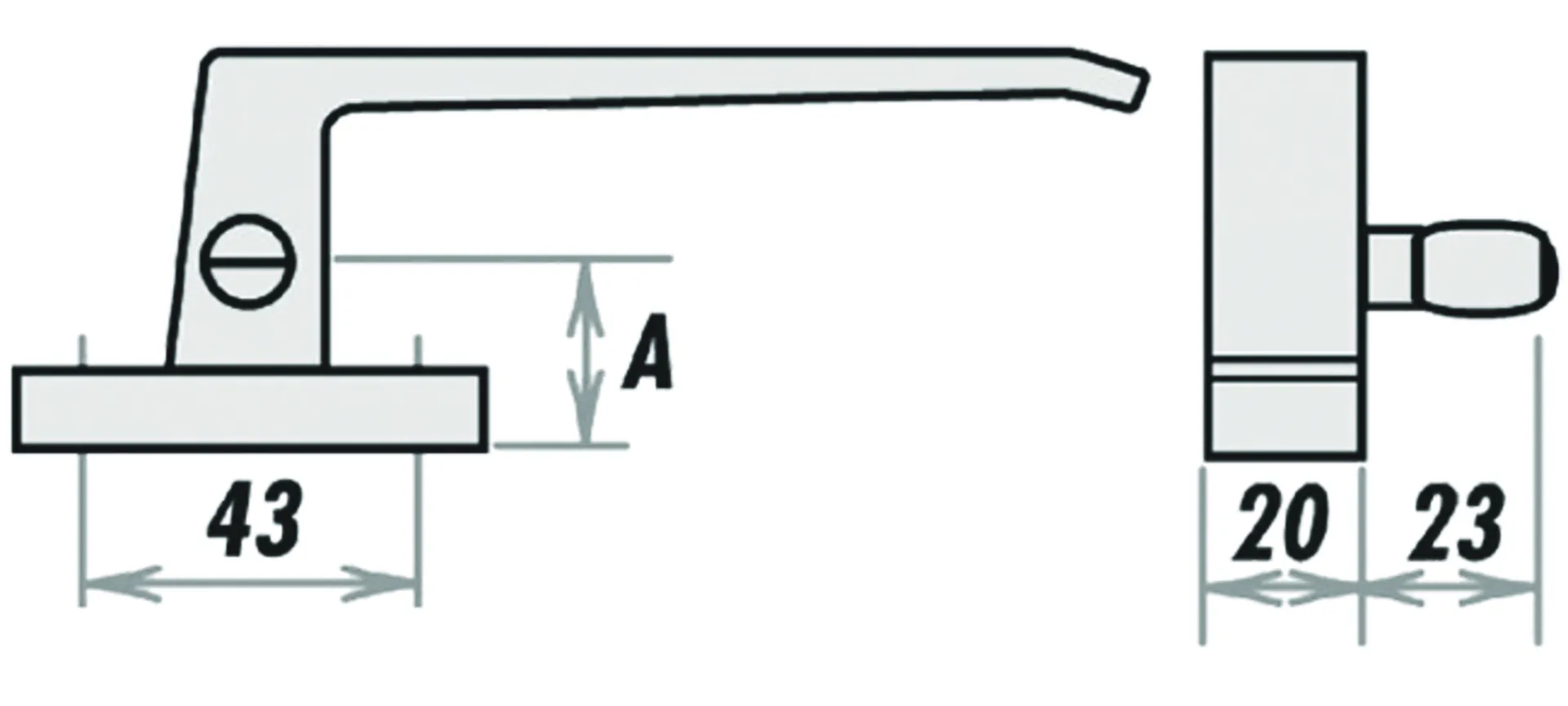 DS6311-D RAAMKRUK VOOR TUIMELRAAM MET PIN LACROISEE ASM.17MM RECHTS EV1(RAL9006)