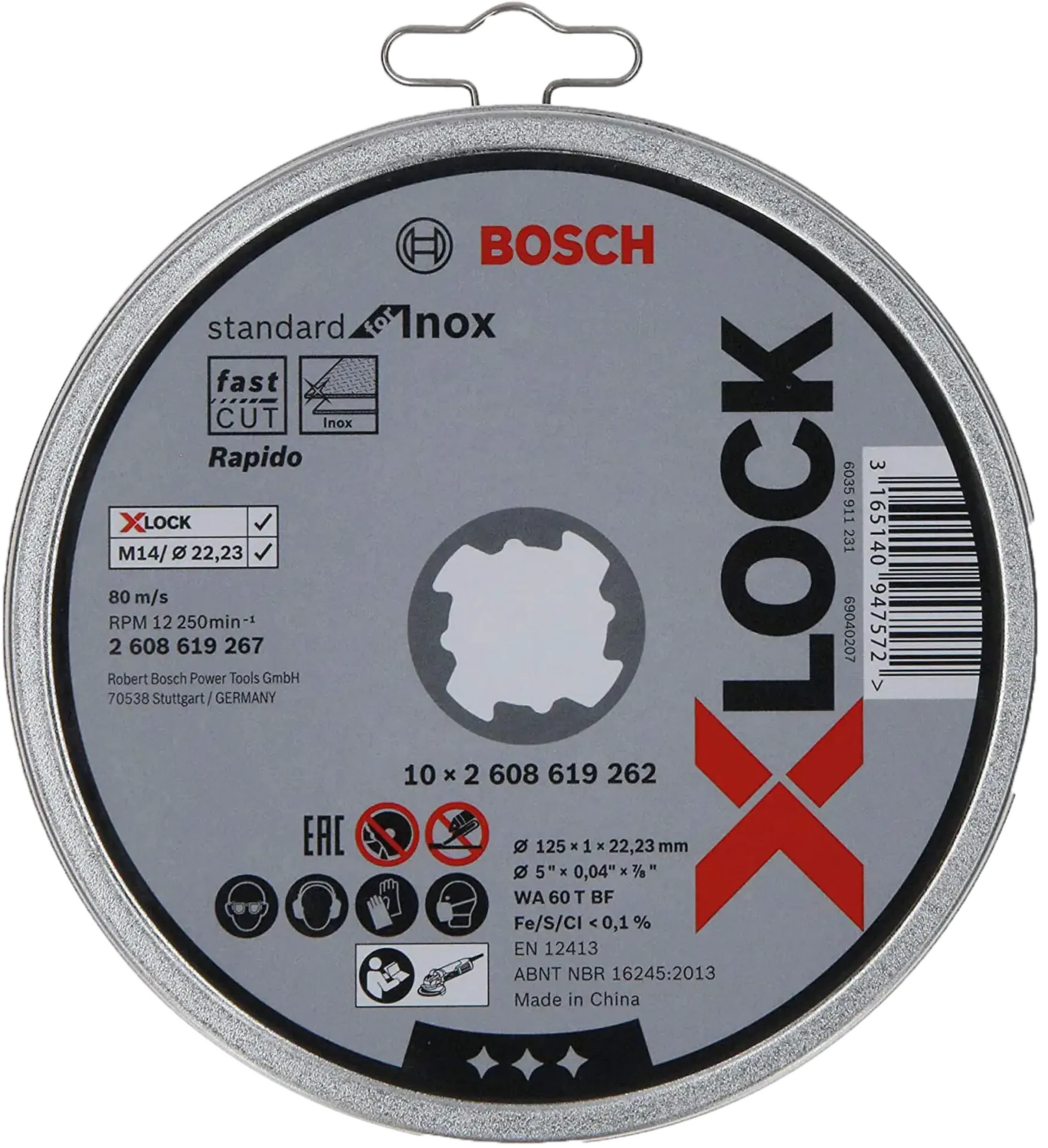 Set van 10 doorslijpschijven X-LOCK Ø 125 x 1 x 22 mm - Standard for Inox
