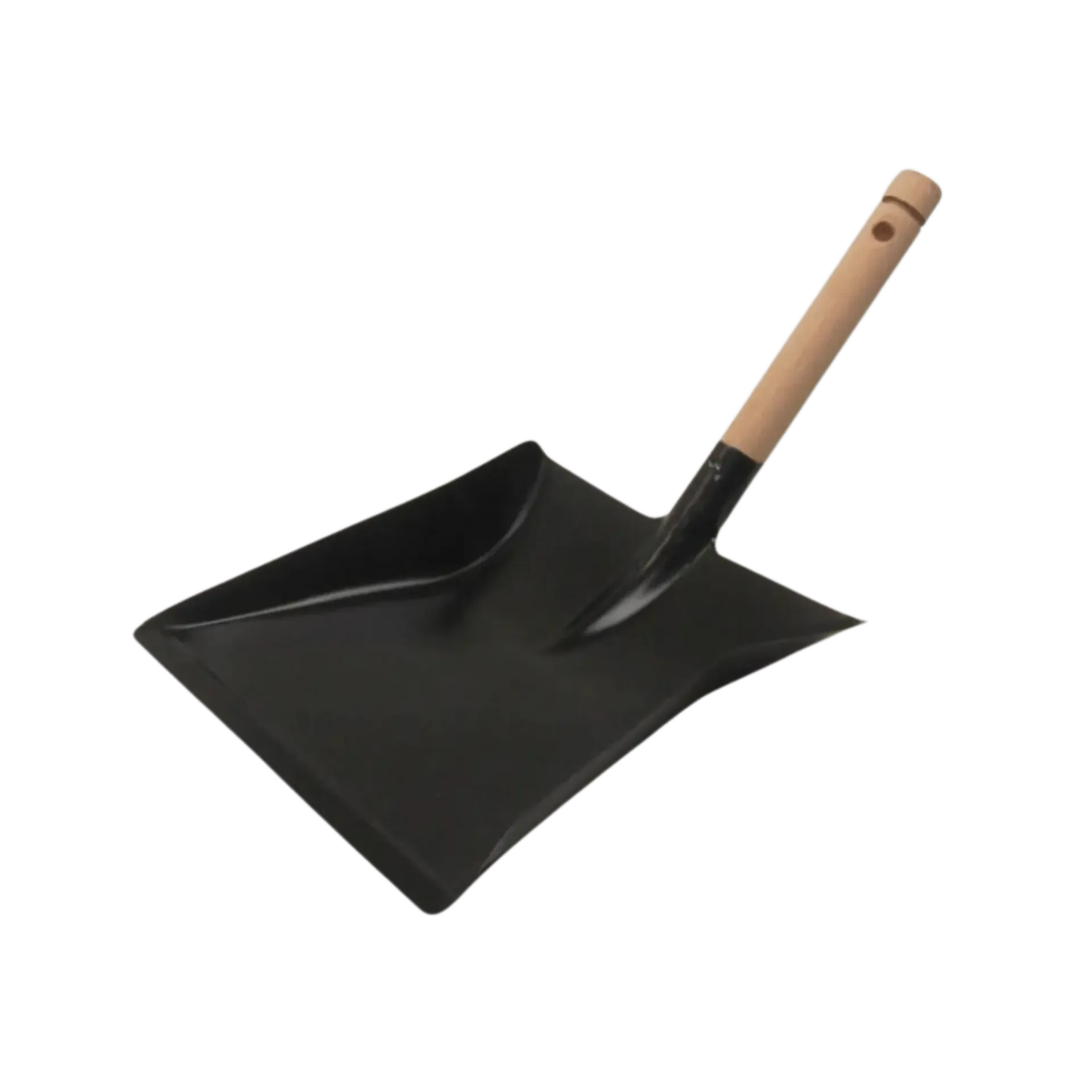 Vuilnisblik metaal + houten steel 00494