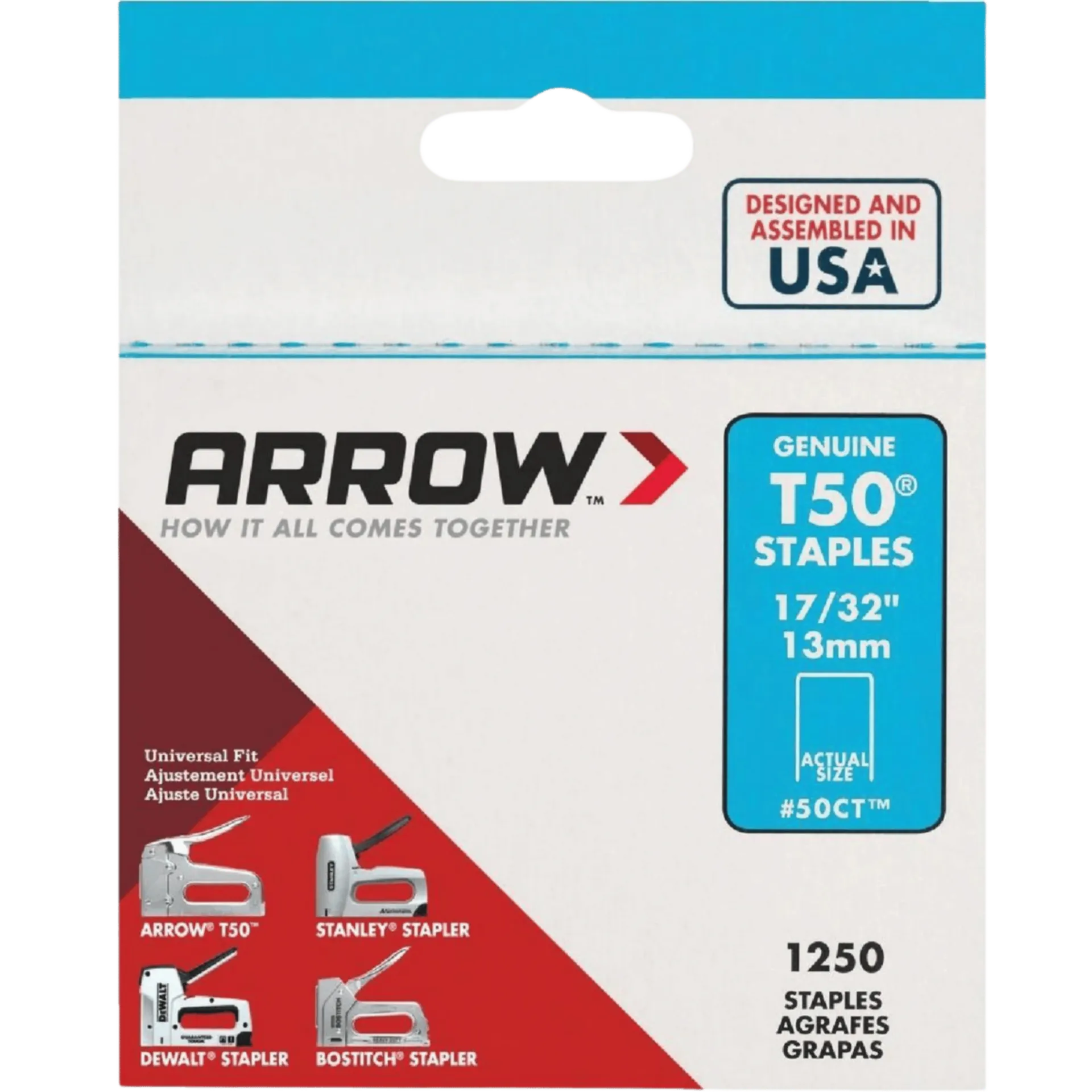 Boîte de 4 paquets d'agrafes T50 CT - 13mm – 4 x 1250 - 50CTML réf 6195 Boîte de 4 paquets d'agrafes T50 CT - 13mm – 4 x 1250 - 50CTML réf 6195