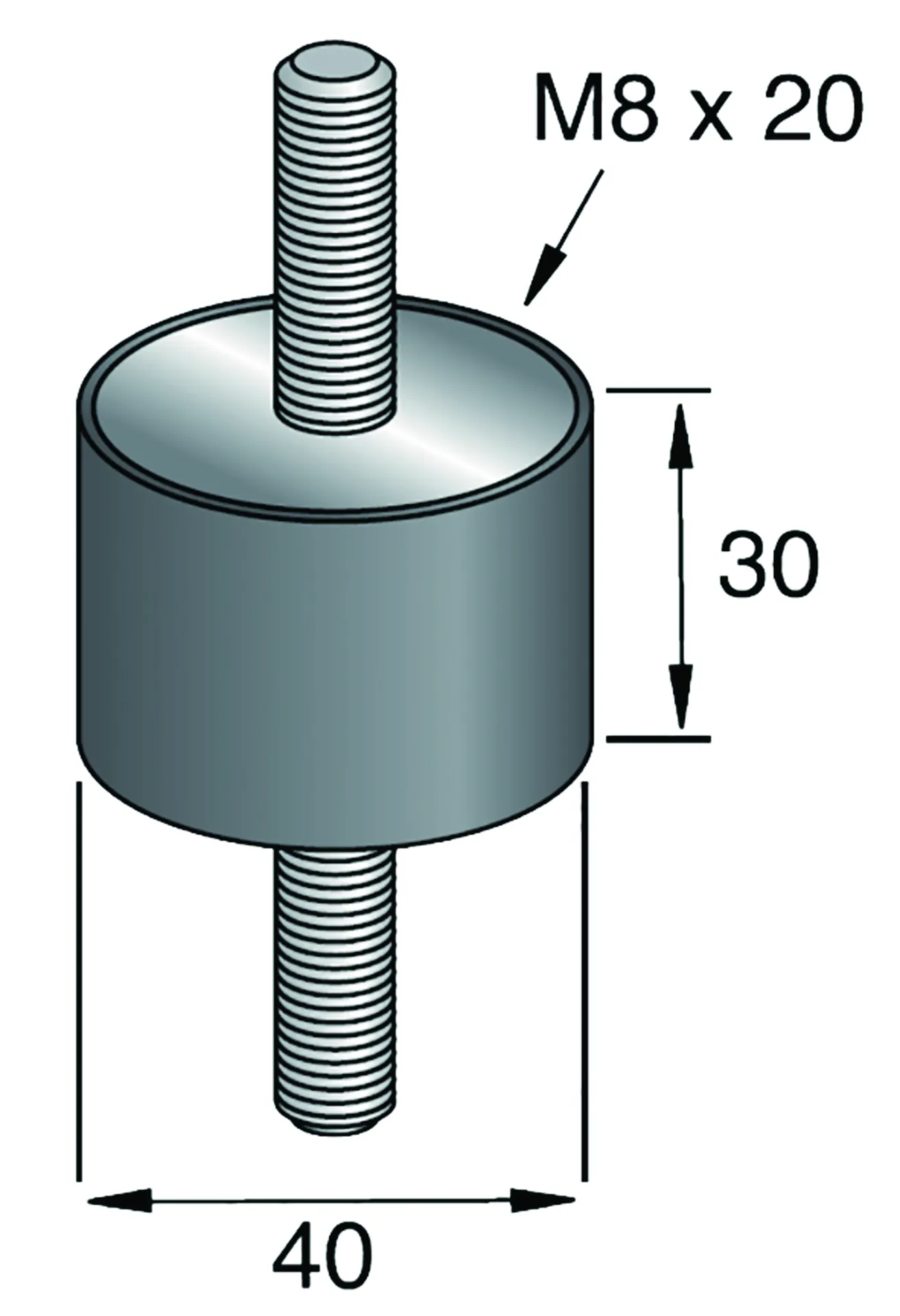 ANTI VIBRATION PART 40x30mm-M8X20 GR60050