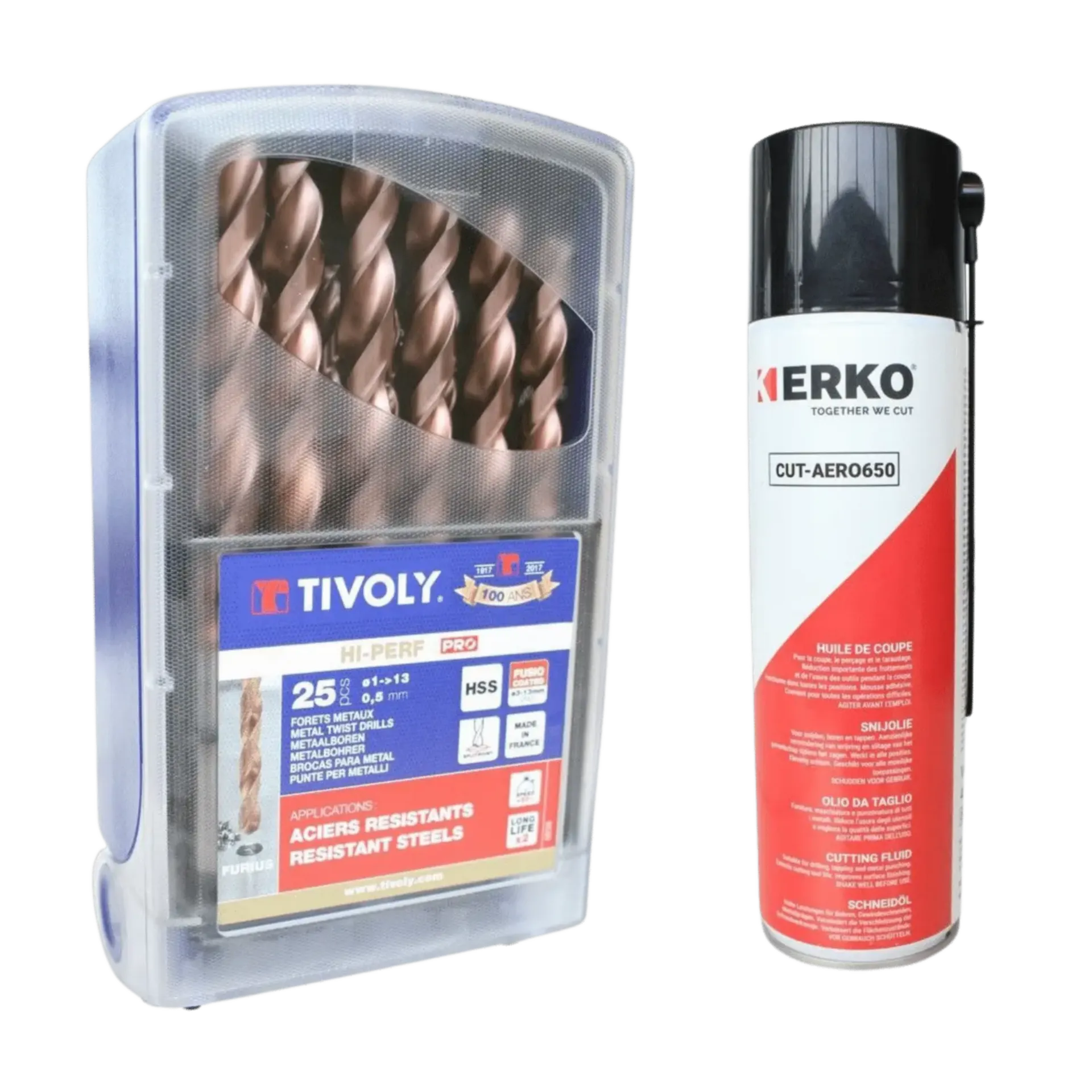 Set (25st) metaalboren Furios HSS 1-13/0,5 mm + snijolie Set (25st) metaalboren Furios HSS 1-13/0,5 mm + snijolie