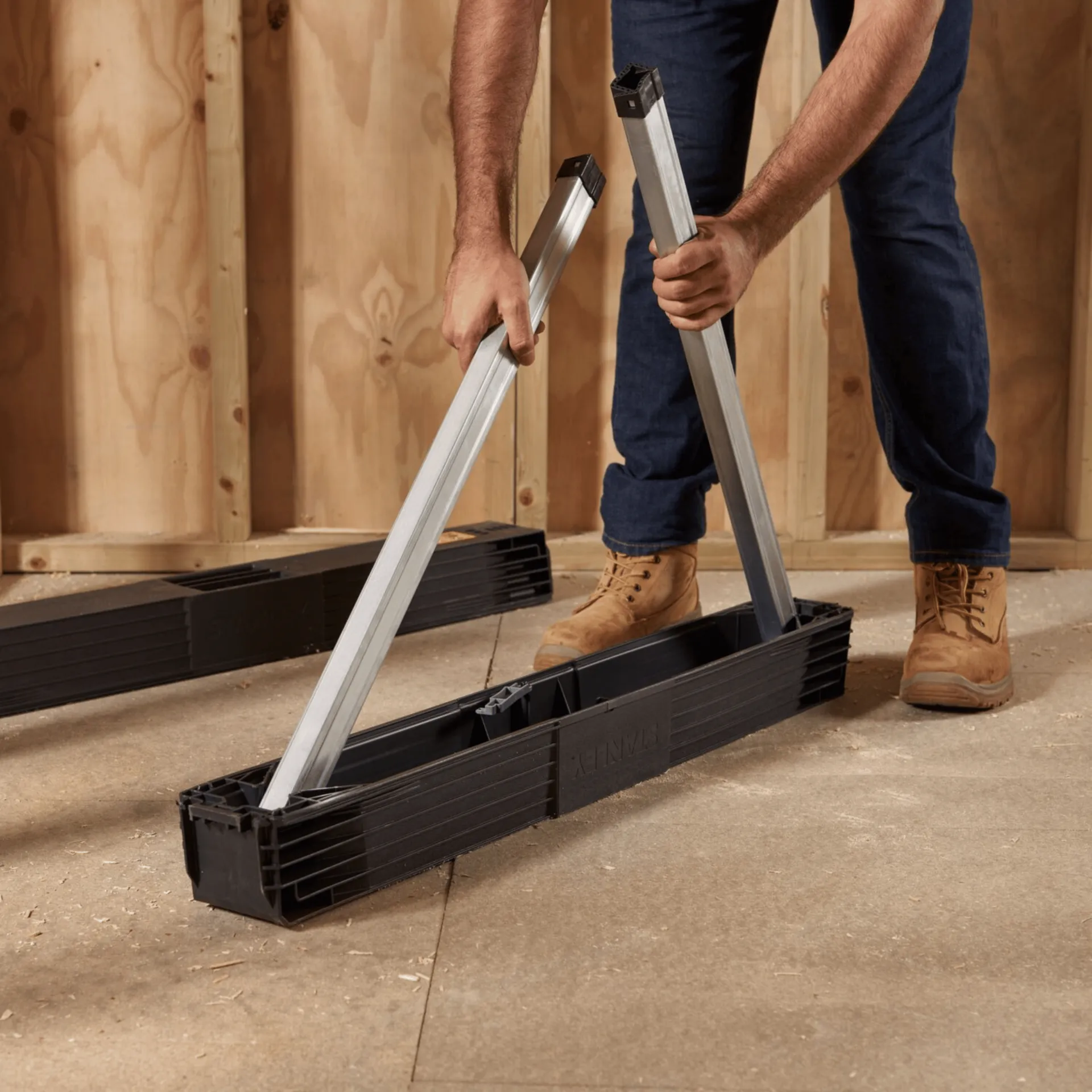 Set (2 stuks) opvouwbare schragen met aluminium poten (340 kg) 1-97-475 Set (2 stuks) opvouwbare schragen met aluminium poten (340 kg) 1-97-475