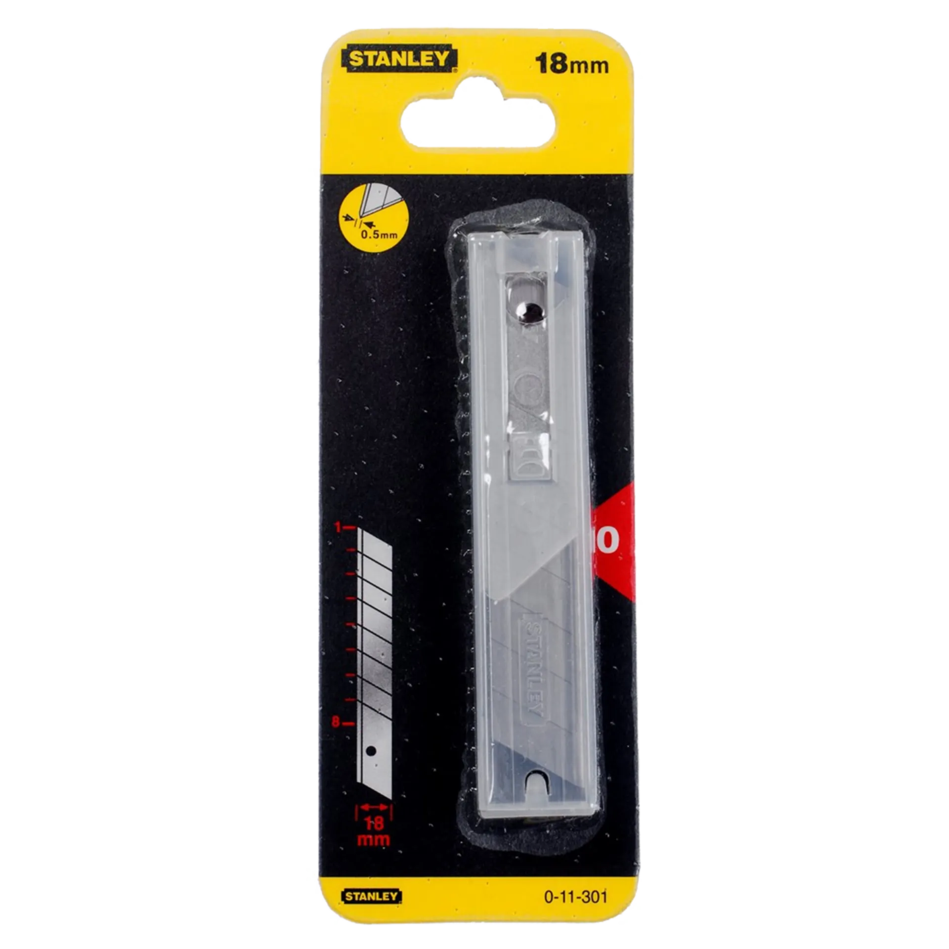 Breekmesjes 18 mm in dispenser 10 stuks 0-11-301 Breekmesjes 18 mm in dispenser 10 stuks 0-11-301