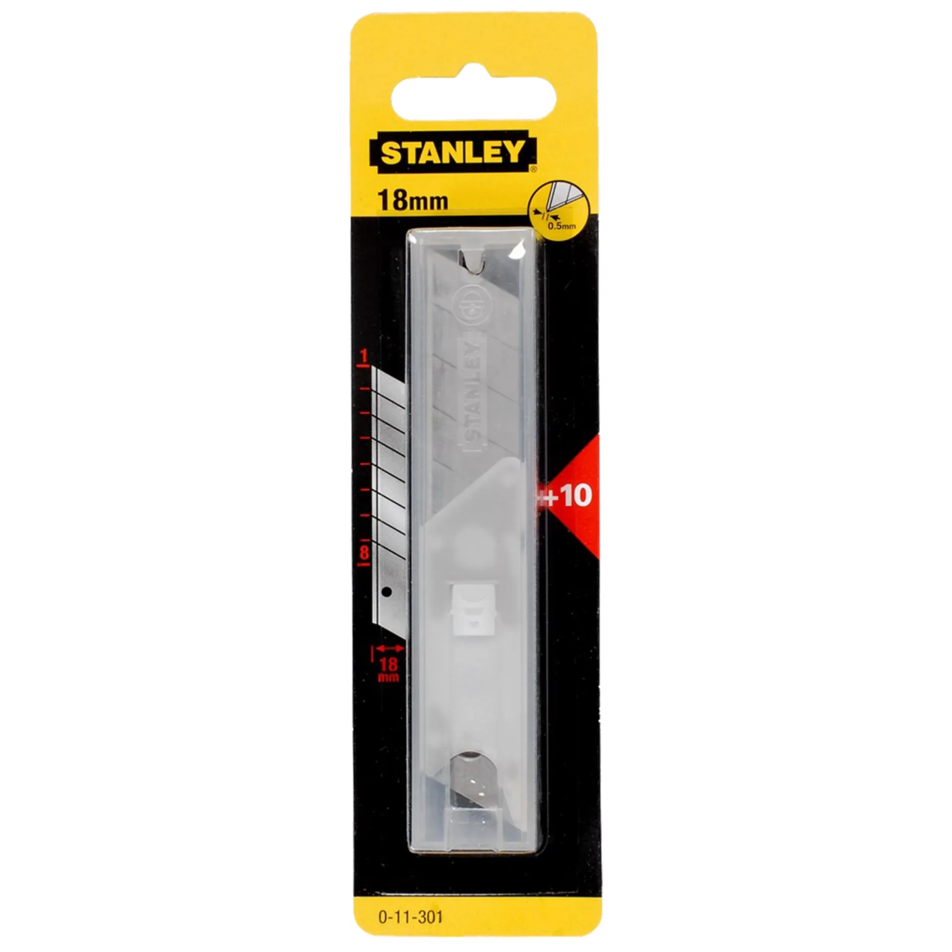 Breekmesjes 18 mm in dispenser 10 stuks 0-11-301 Breekmesjes 18 mm in dispenser 10 stuks 0-11-301