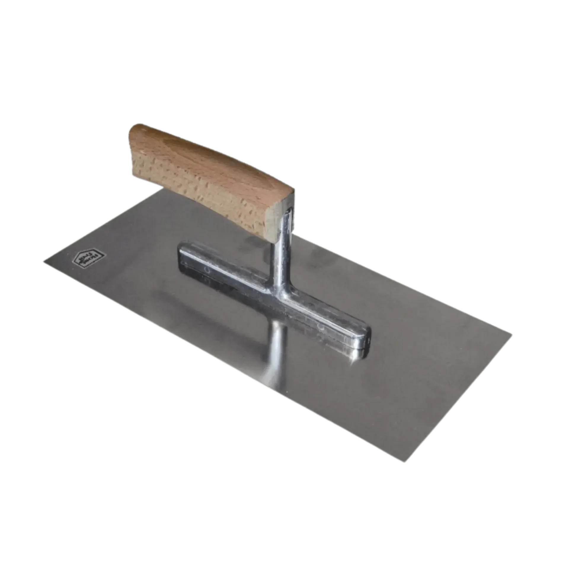 Plakspaan met gebogen houten handgreep alu hechting-inox 280mm CP 204528 Plakspaan met gebogen houten handgreep alu hechting-inox 280mm CP 204528