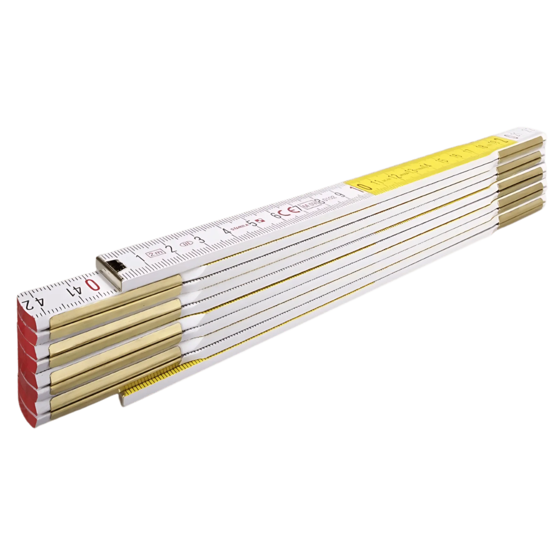 Mètre pliant bois 617 2m blanc/jaune - 01128
