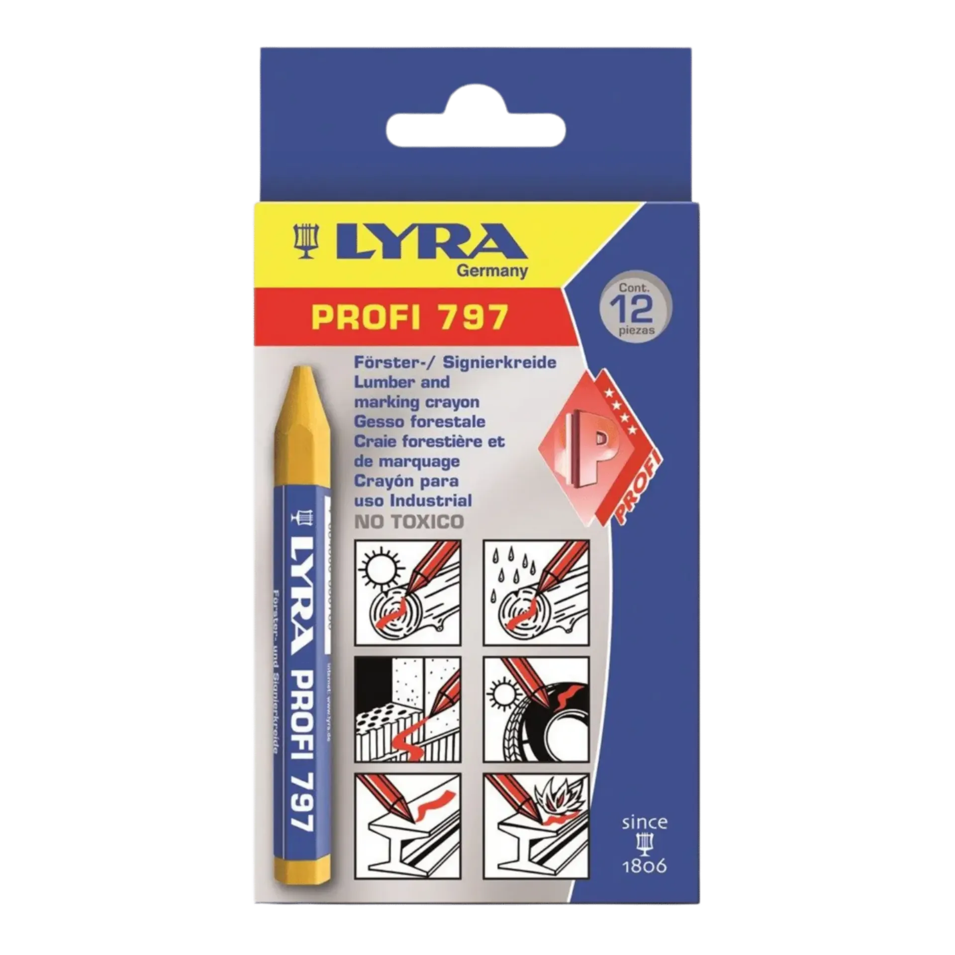 Doos(12st) vetstift geel 4870007 Doos(12st) vetstift geel 4870007