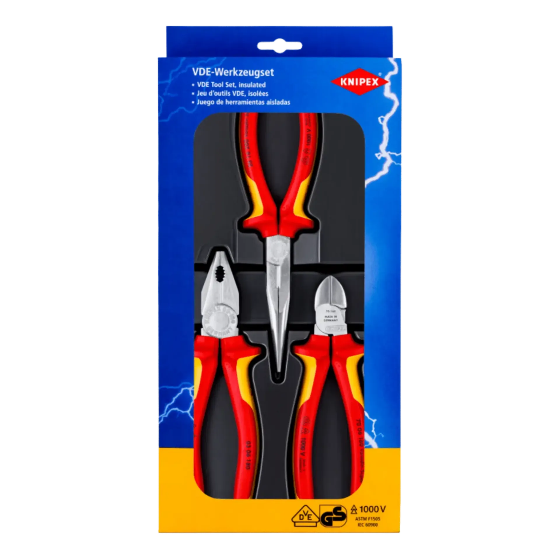 Set van 3 VDE tangen (1000V)