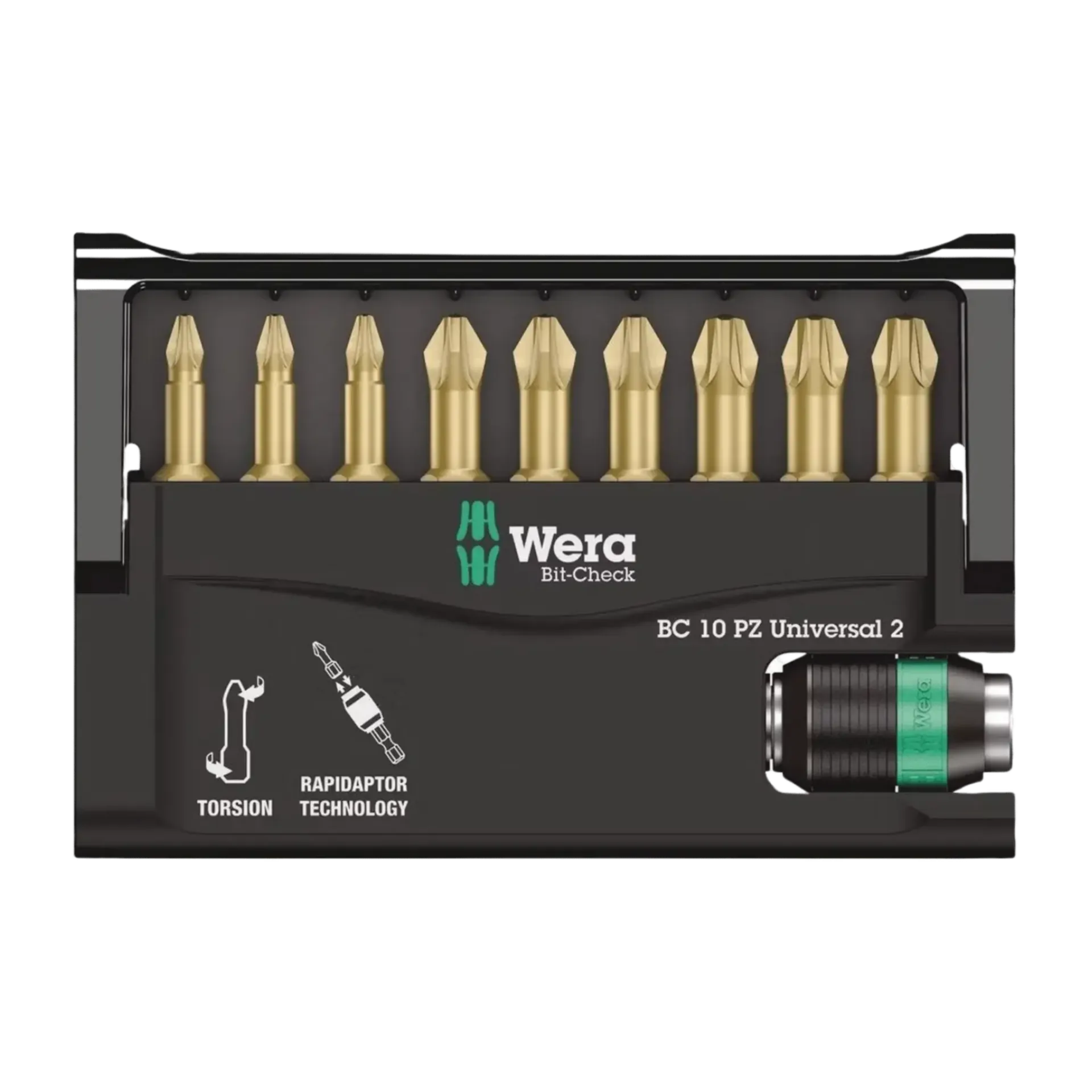 Magasin de bits (10 pièces) POZIDRIVE 8655-9/TH avec porte-embouts Rapidaptor