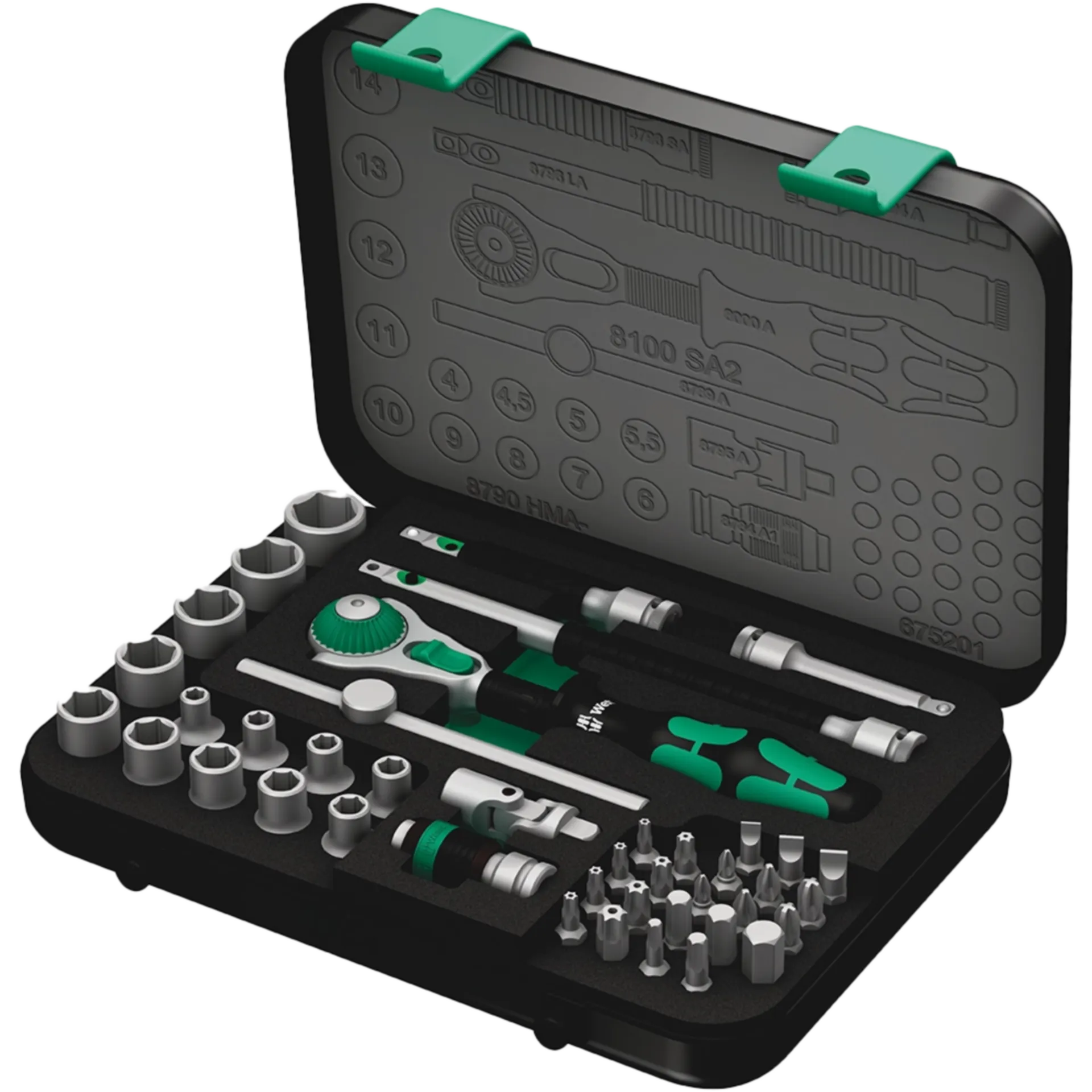 Bits- en doppenset Zyklop 8100SA2 (1/4",42-delig,metalen koffer) Ref 3533 Bits- en doppenset Zyklop 8100SA2 (1/4",42-delig,metalen koffer) Ref 3533