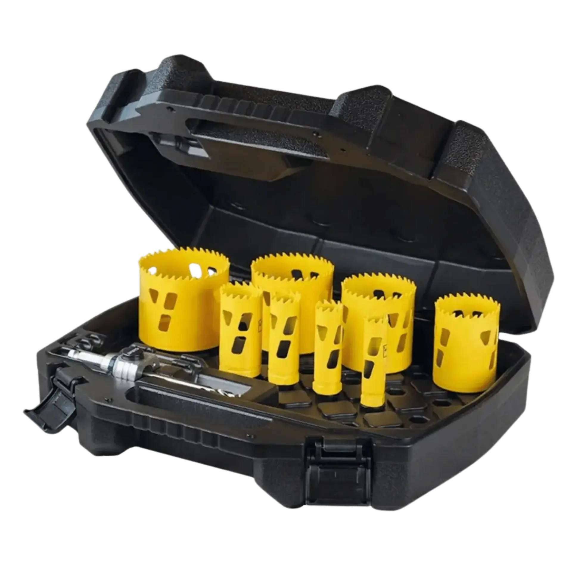 Coffret de scies cloches pour bois et métal Ø 19-22-25-35-51-60-68-76 mm