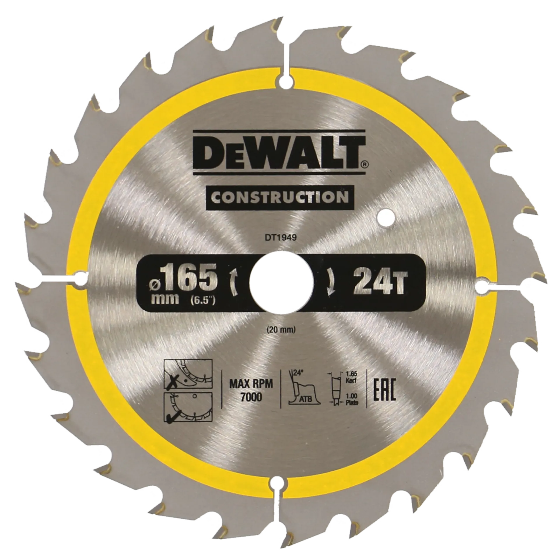 Lame Scie Circulaire 165 X 20 mm 24T -Dt1949-Qz