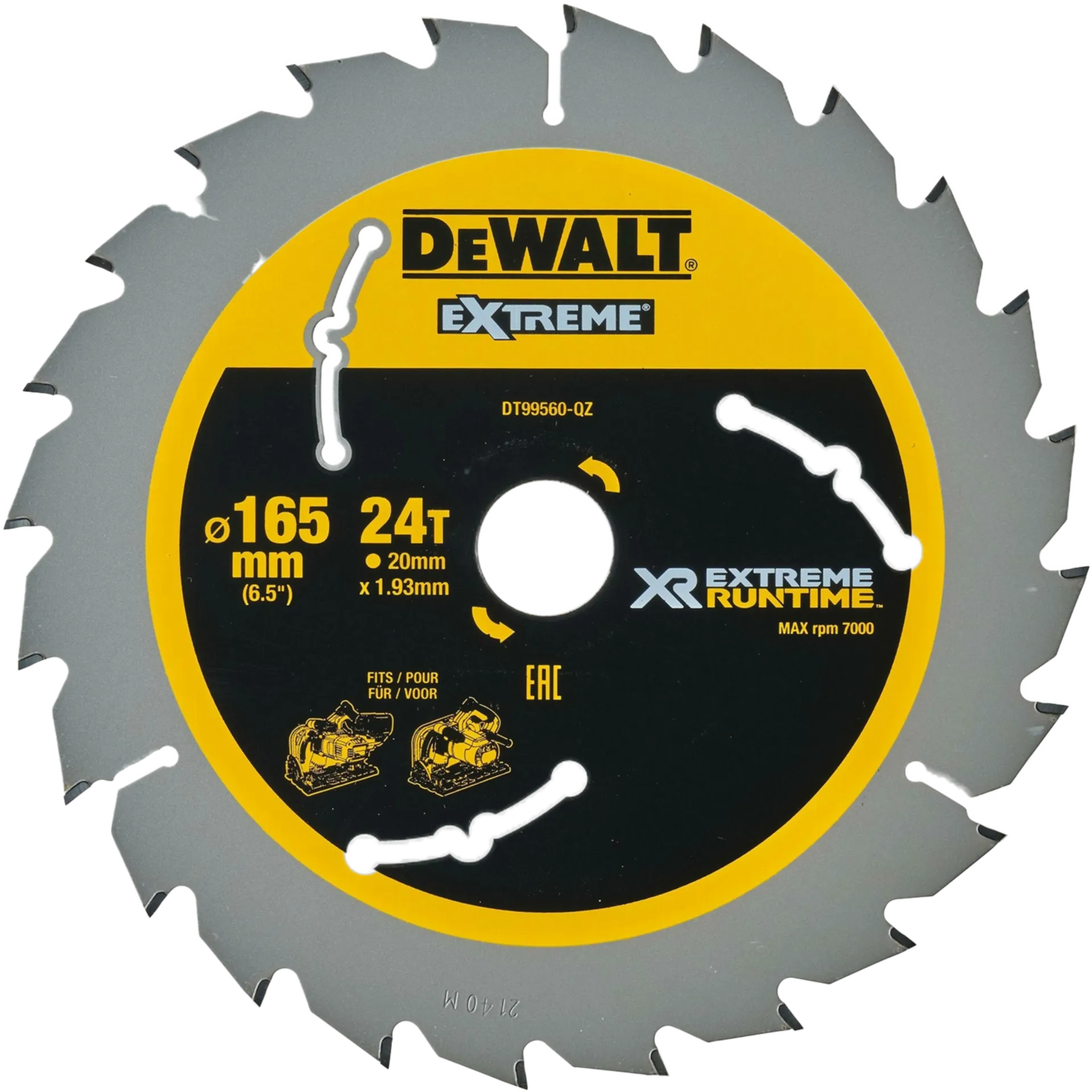 Lame de scie circulaire Ø 165 x 20 mm 24T DT99560-QZ