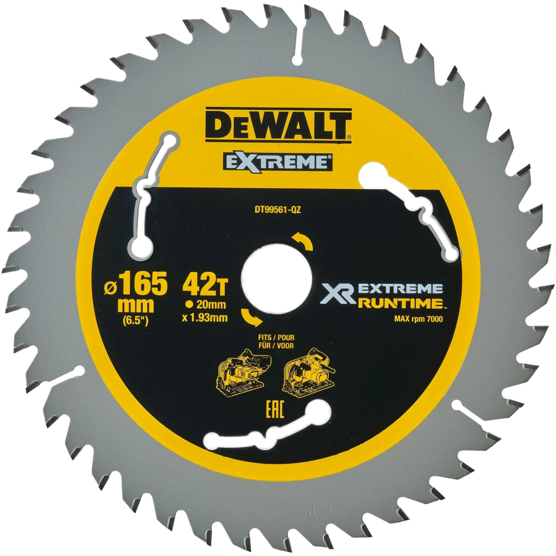DT99561-QZ Cirkelzaagblad Ø 165 x 20 mm 42T DT99561-QZ Cirkelzaagblad Ø 165 x 20 mm 42T