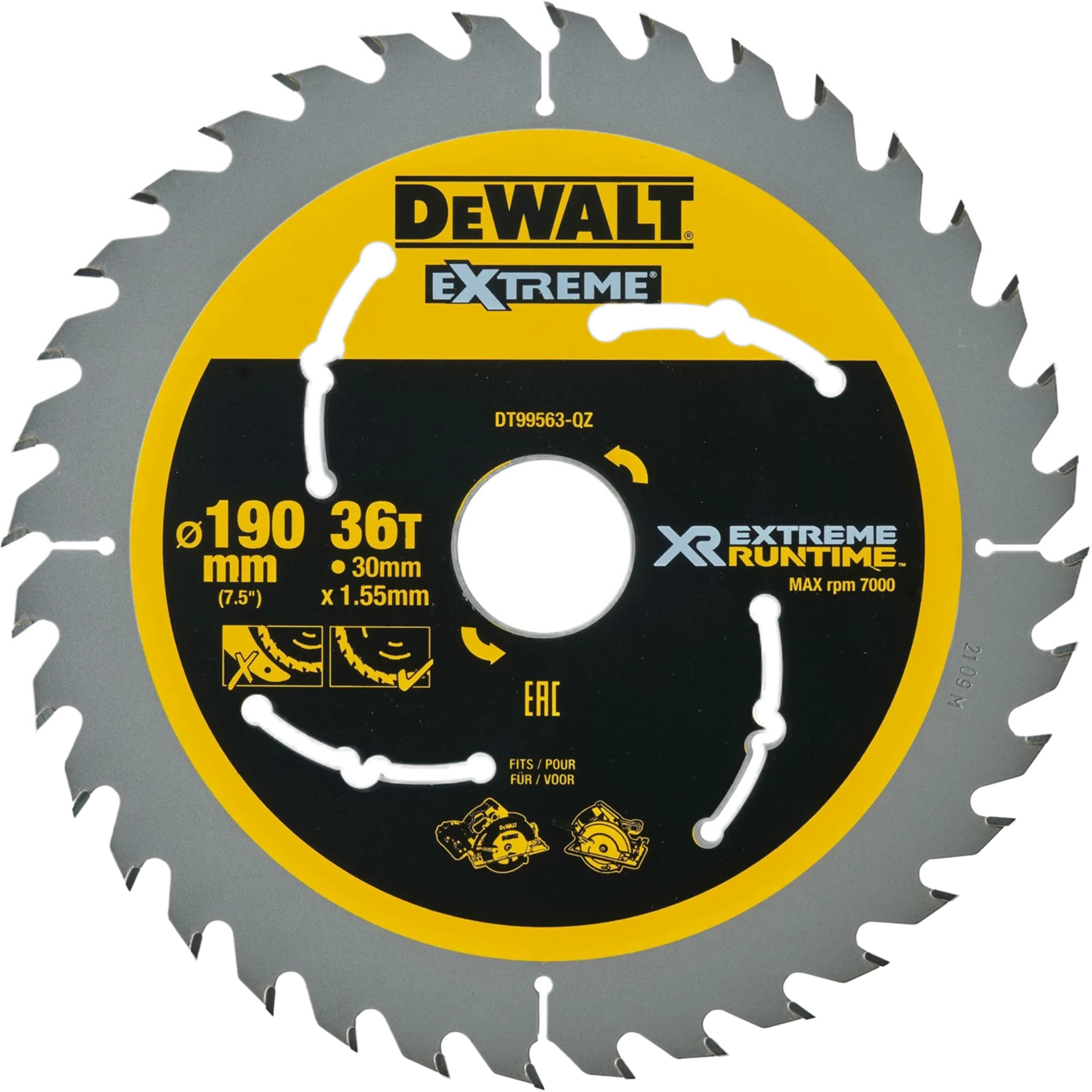 Lame de scie circulaire Ø 190 x 30 mm 36T DT99563-QZ