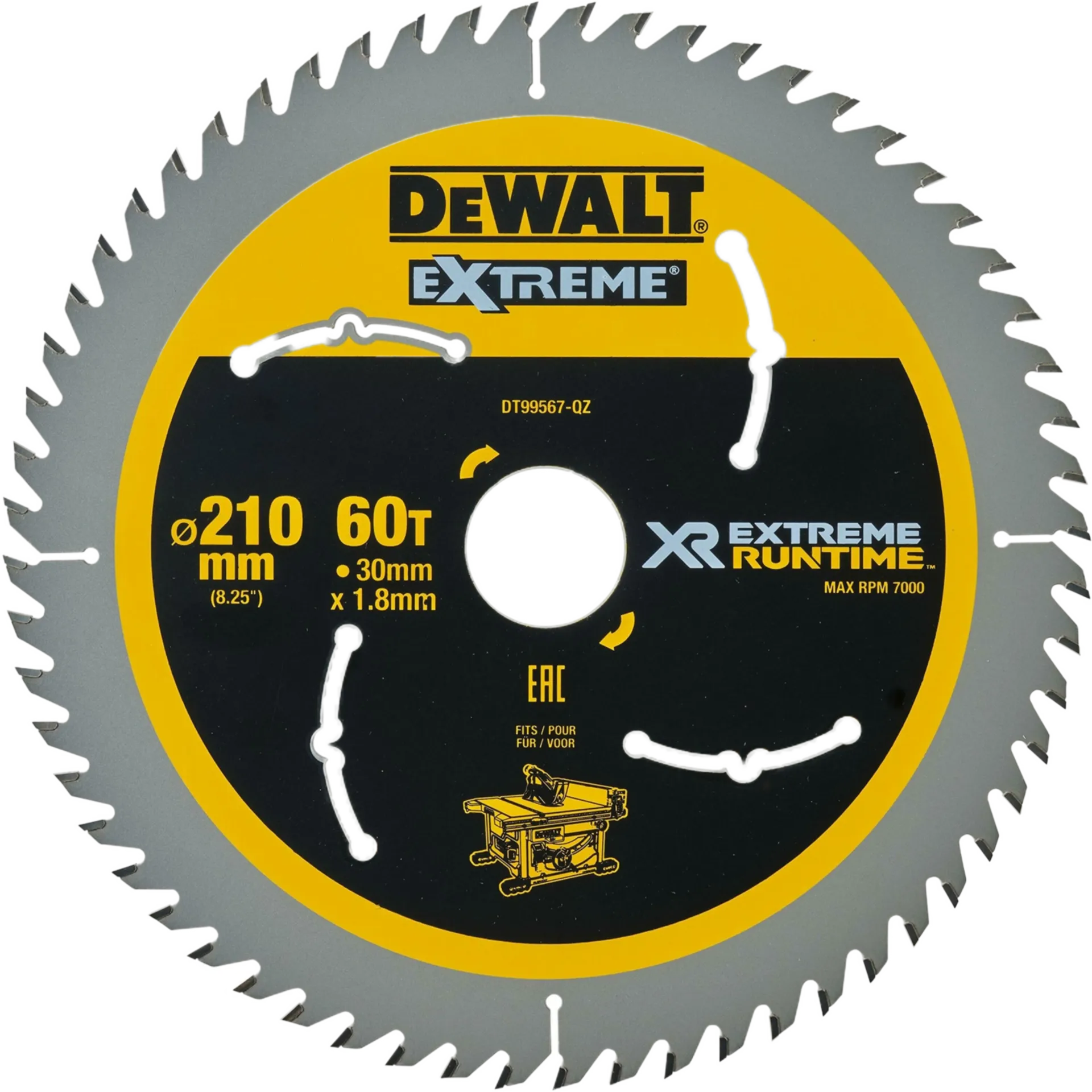 DT99567-QZ Cirkelzaagblad Ø 210 x 30 mm 60T