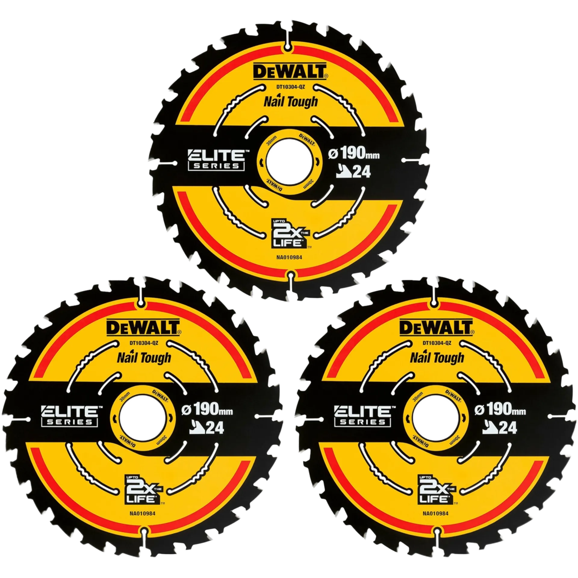 DT10399-QZ Set cirkelzaagbladen Ø 190 x 30 mm 24T (3 stuks)