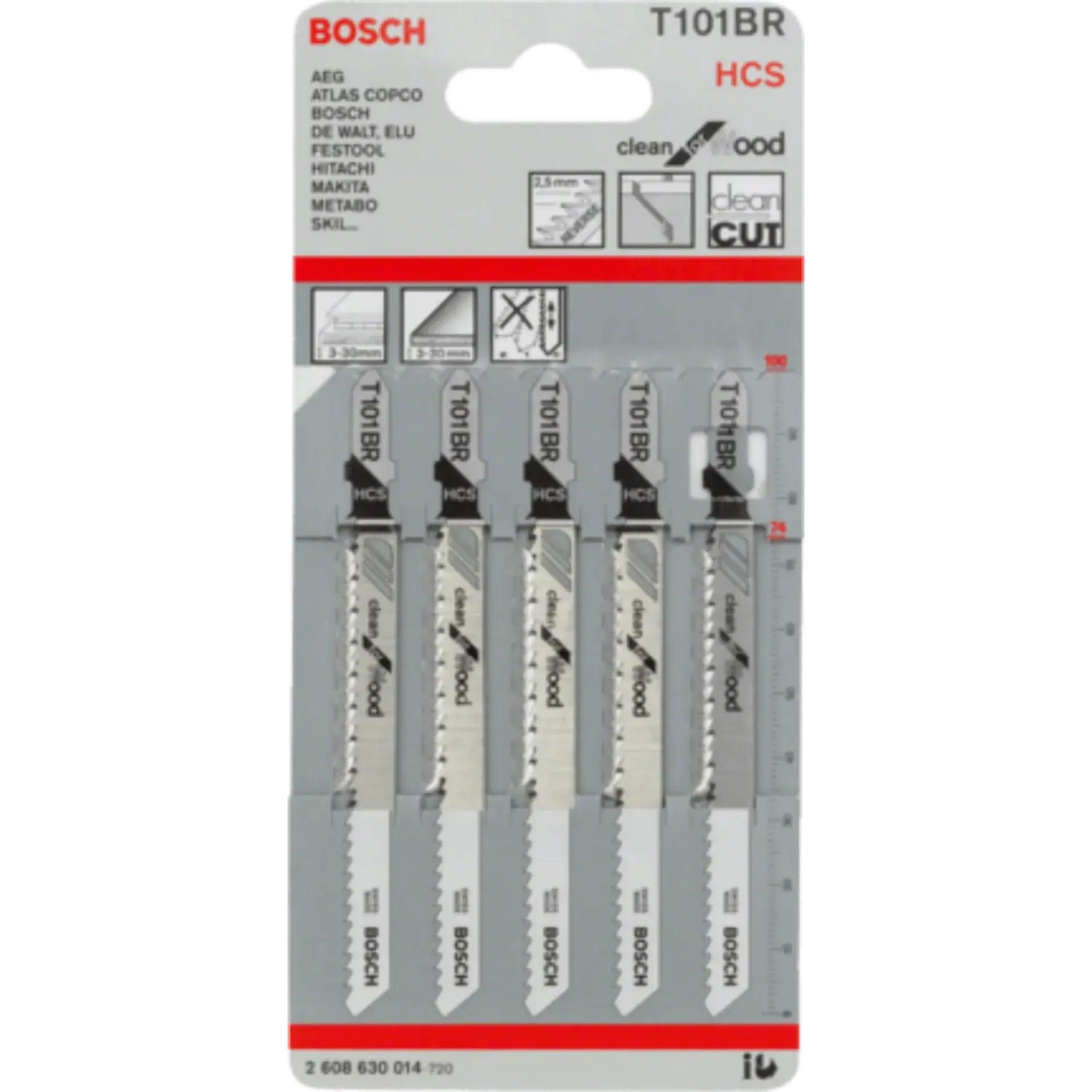 BLI Clean HCS T 101B Set de 5 lâmes de scie sauteuse pour bois (74 mm)