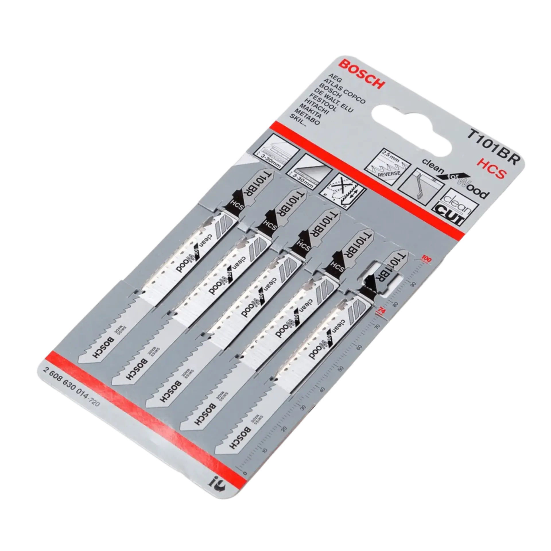 Bosch T 101BR Lames de scie sauteuse pour bois (Clean HCS, 74 mm, 5 pièces)