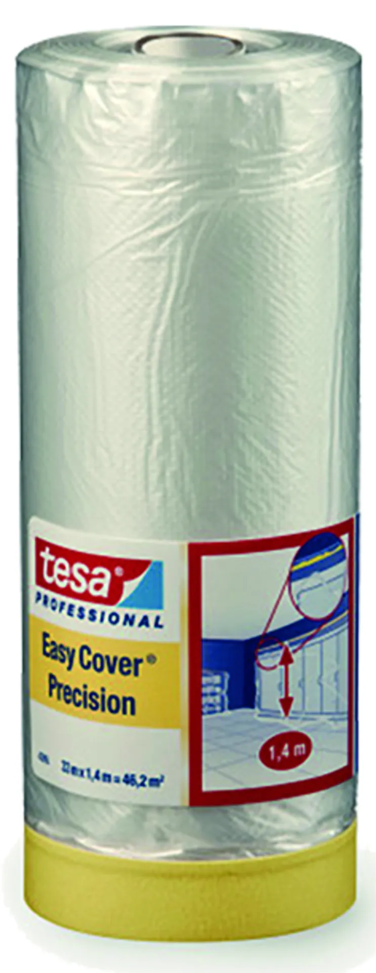 TESA RUBAND DE MASQUAGE JAUNE + FILM HDPE 1400 MM X 33 M 4365 EASY COVER