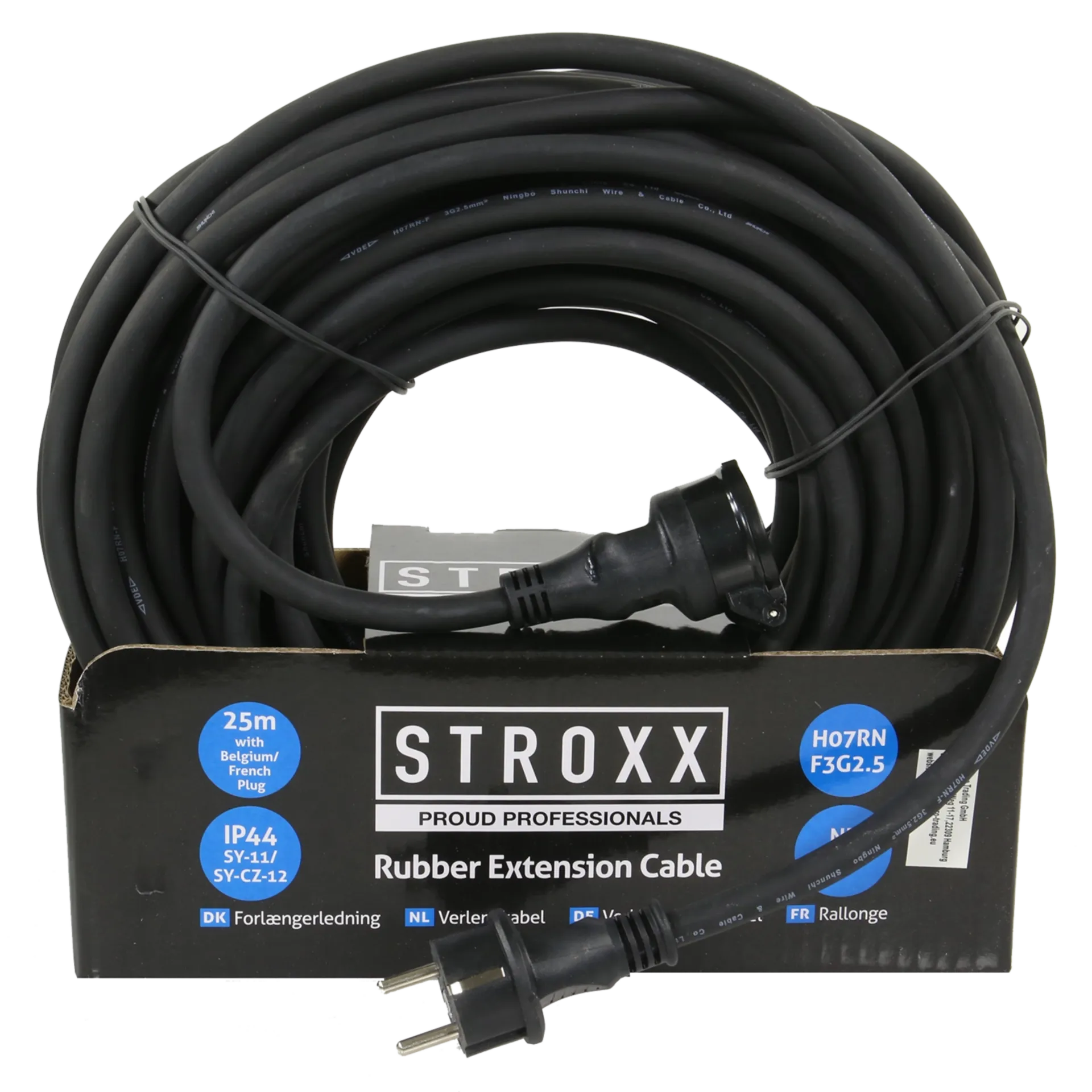 Rallonge électrique avec clapet 25m 3x2,5 mm² néoprène IP44 Rallonge électrique avec clapet 25m 3x2,5 mm² néoprène IP44