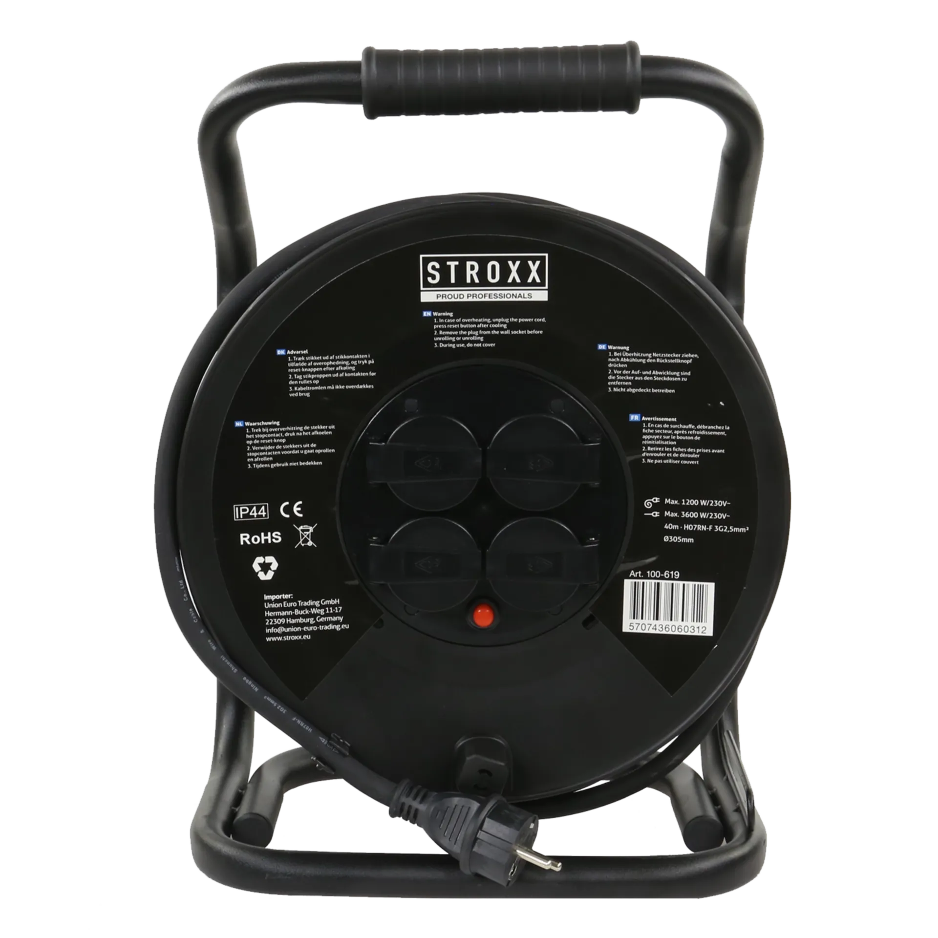 Enrouleur électrique 40m - néoprène H07RN-F 3GX2,5 mm² Enrouleur électrique 40m - néoprène H07RN-F 3GX2,5 mm²