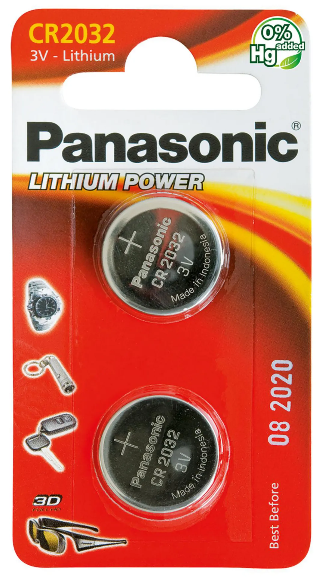 BLISTER (2PC) BATTERIE CELLULAIRE PANAS. CR2032  20X3,2MM (3V,210mAh)  (LITHIUM)