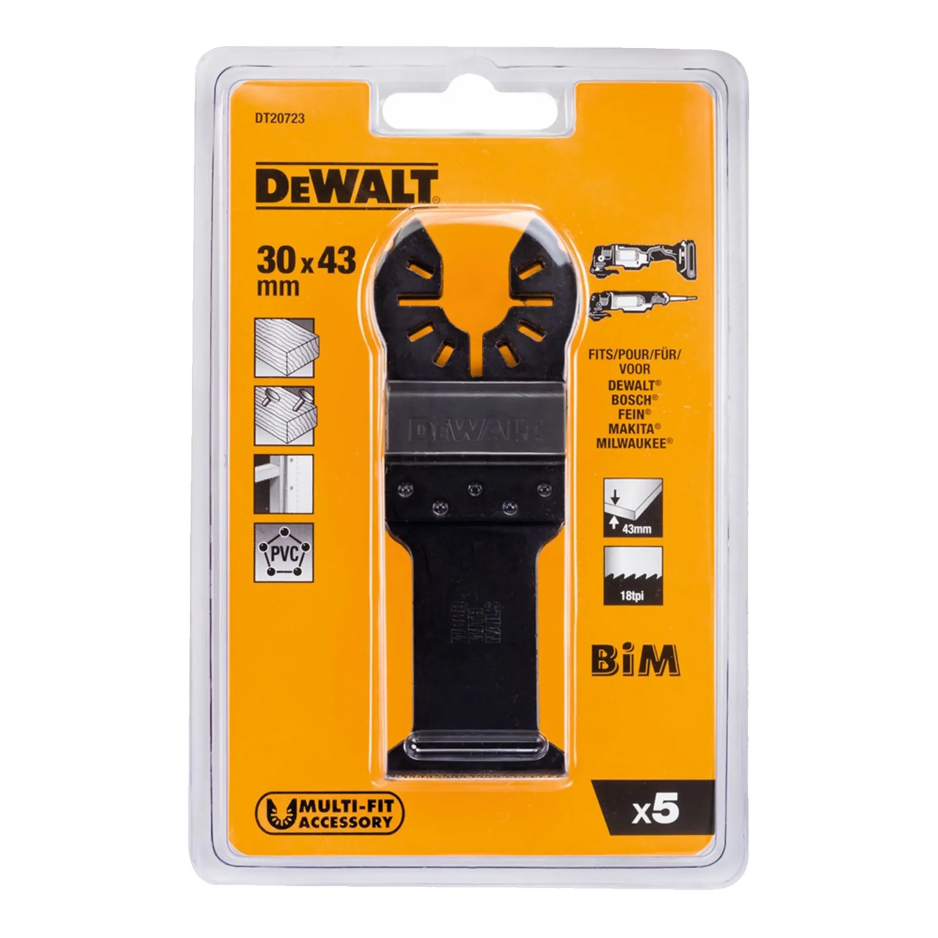 Set (5) Invalzaagblad 31 mm Bim Voor Hout- Dt20723 Set (5) Invalzaagblad 31 mm Bim Voor Hout- Dt20723