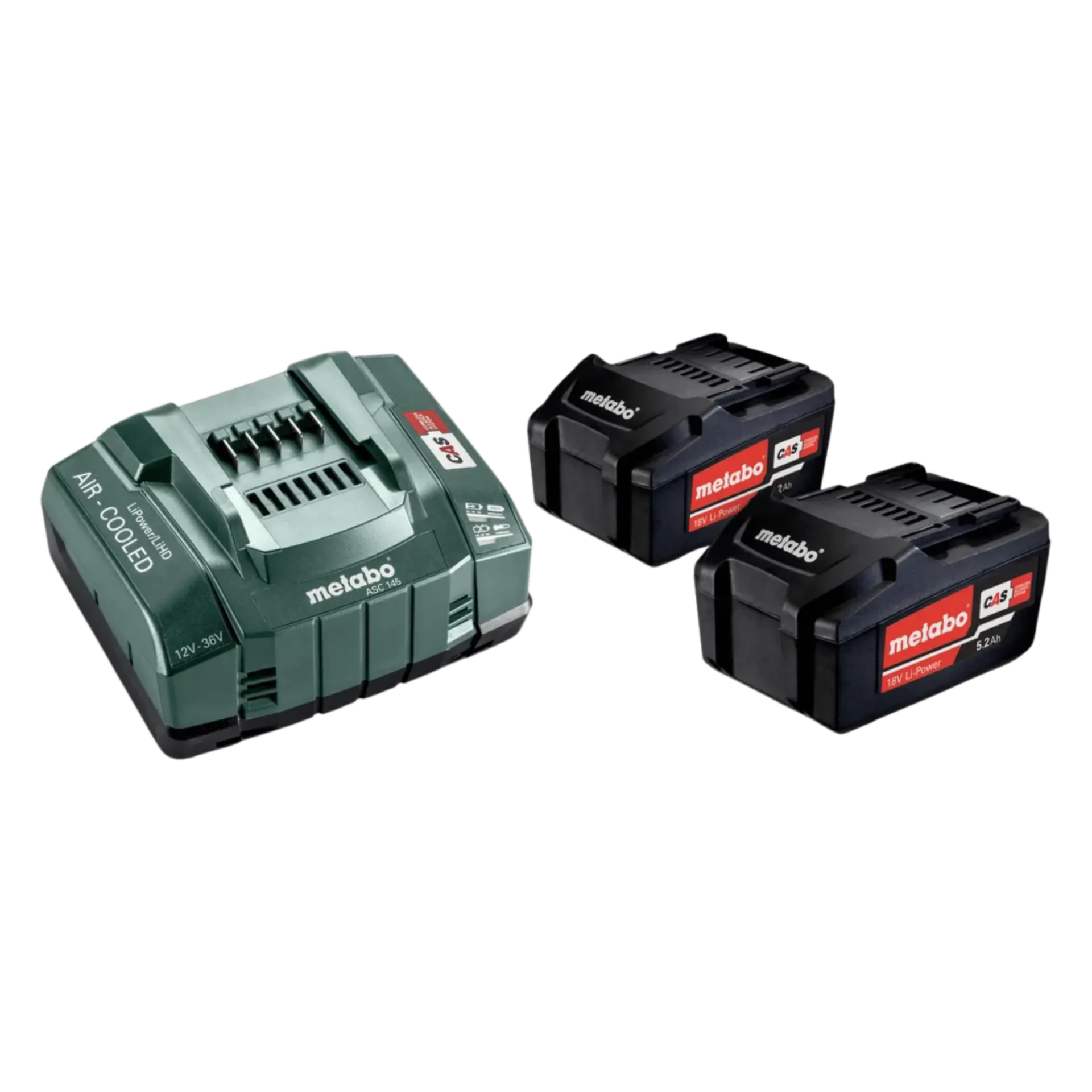 Set de batteries : 18V - 2 x 5.2 Ah Li-ion + chargeur