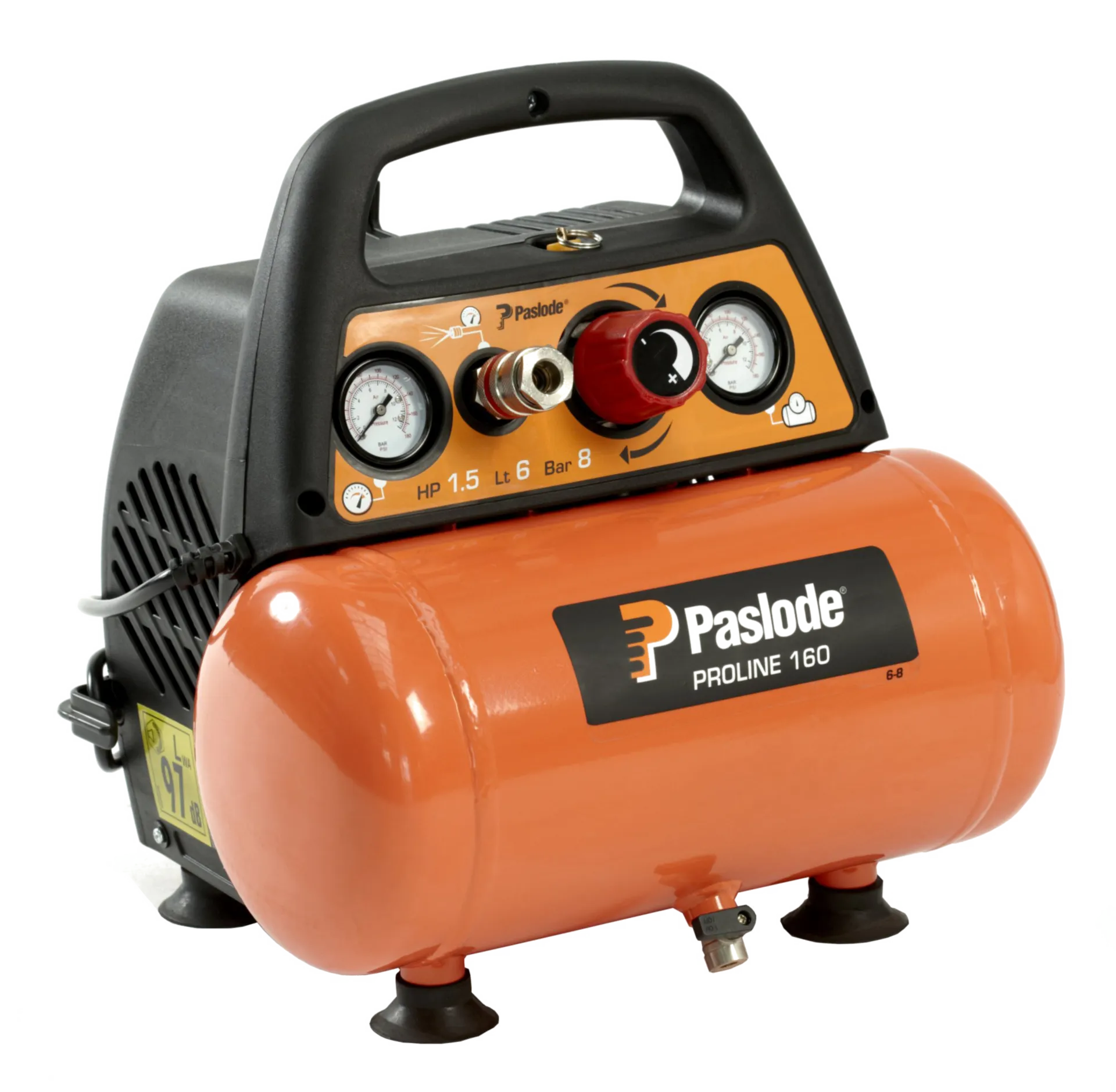 Compressor 129921 Proline 160/6-8  (6l 1,1KW 159l/64lmin 8 bar olievrij) Compressor 129921 Proline 160/6-8  (6l 1,1KW 159l/64lmin 8 bar olievrij)