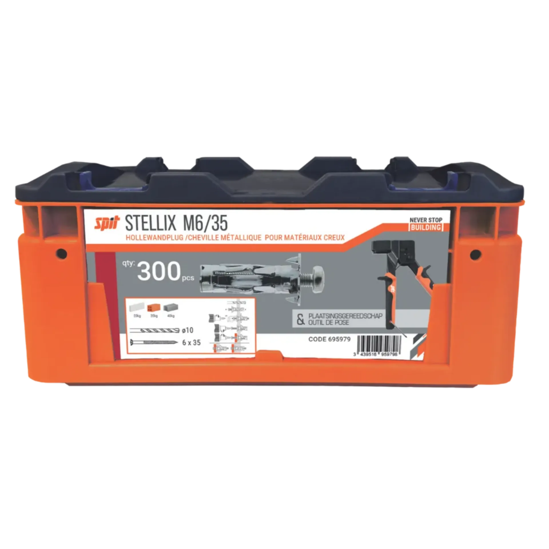 Cheville pour cloison creuse Stellix avec vis M6/35 (300 pièces, avec pince)