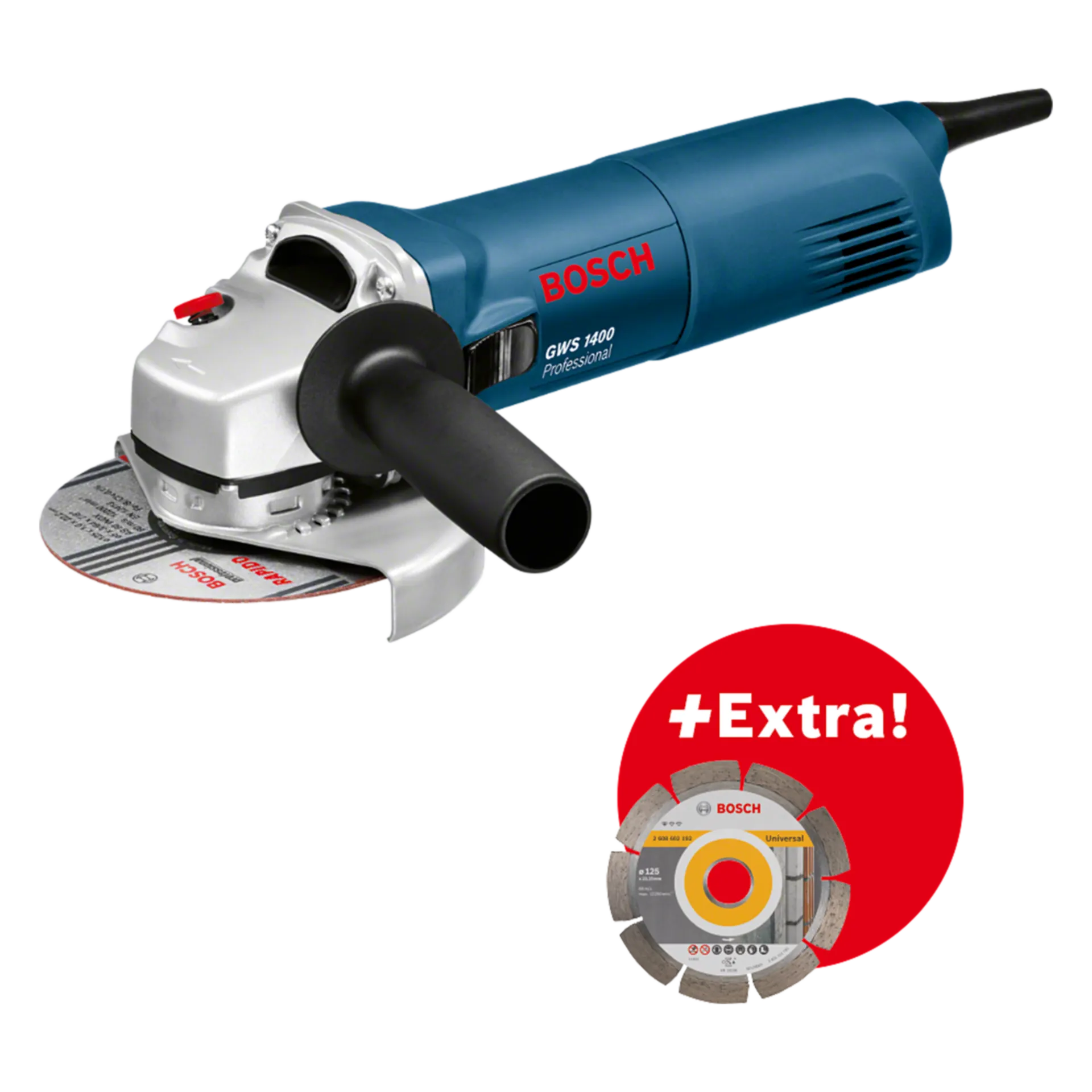 Haakse Slijper GWS 1400 (1400 W - 125 mm) + Diamantschijf