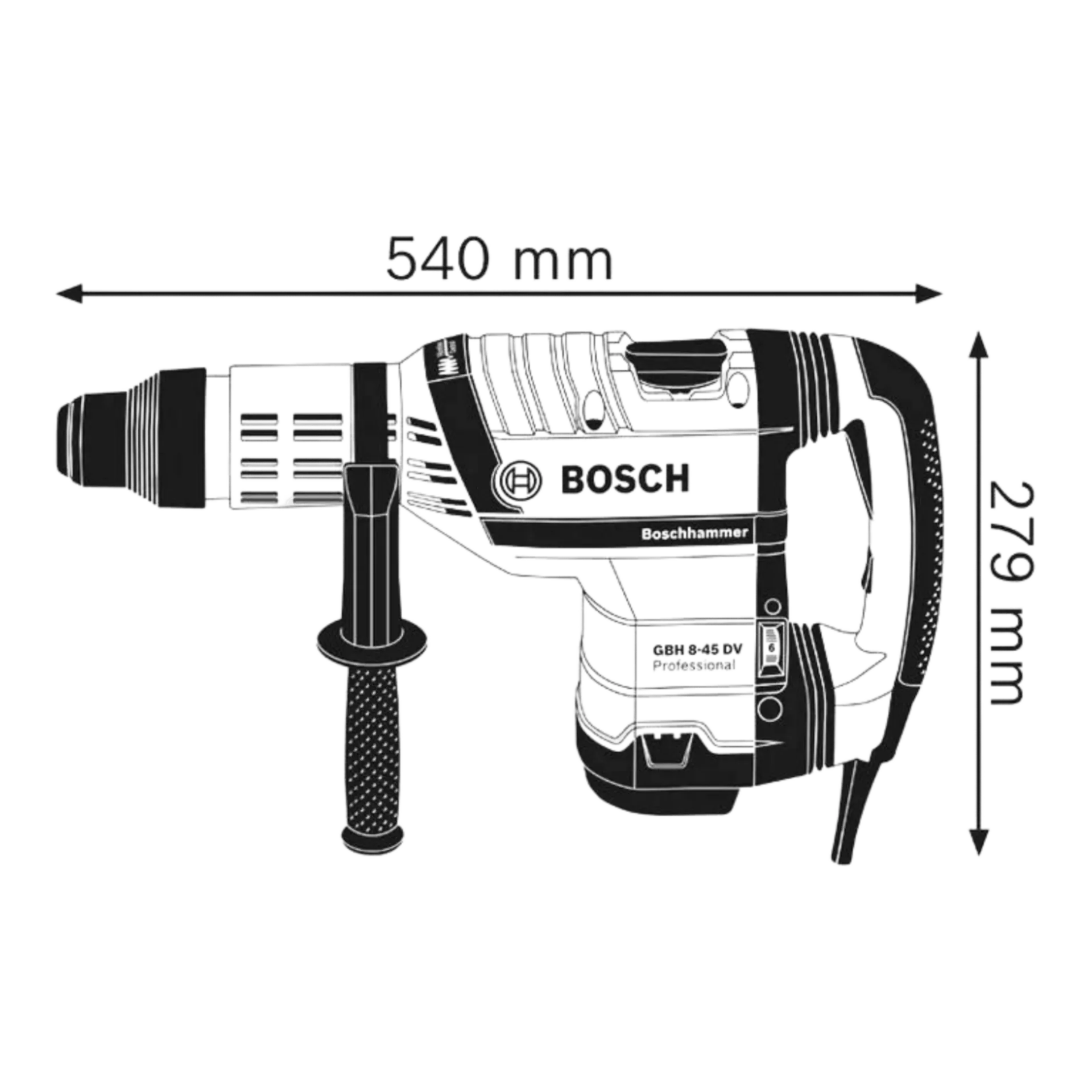 Marteau perforateur et piqueur GBH 8-45 DV (1500W - 12.5 J – SDS-Max)