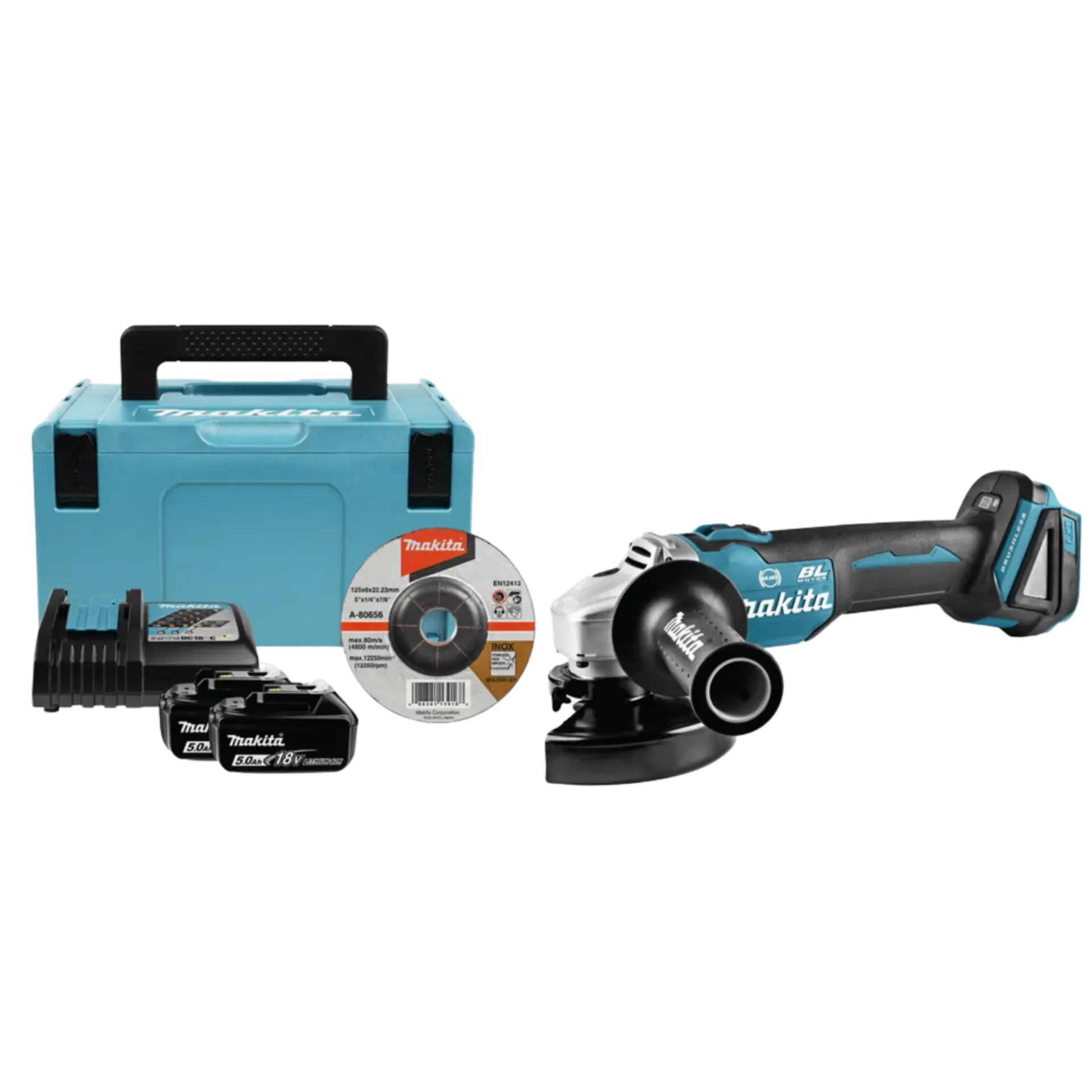 Accu Haakse Slijper DGA506RTJ (18V - 2 X 5 Ah Li-ion - 125 mm)